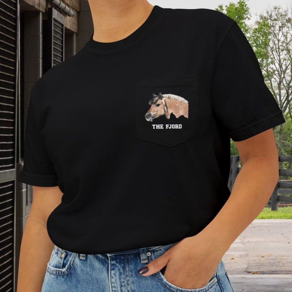 Fjord Horse Pocket T-Shirt – Comfort Colors Norwegian Fjord Art Tee - FlooredByArt