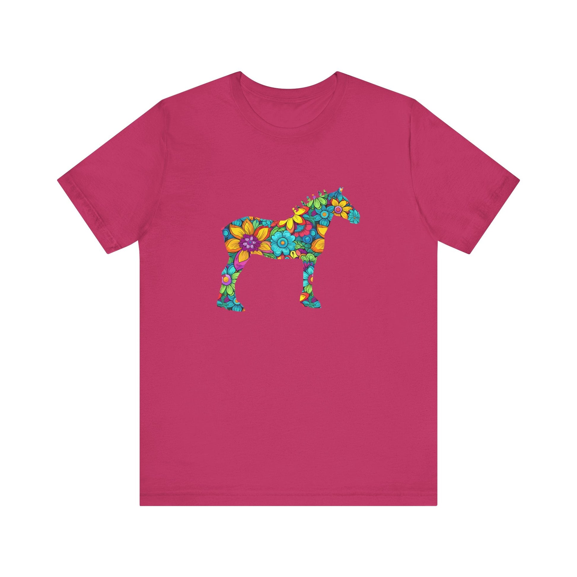 Floral Draft Horse T-Shirt, Farm Horse Shirt, Summer Barn Tee - FlooredByArt