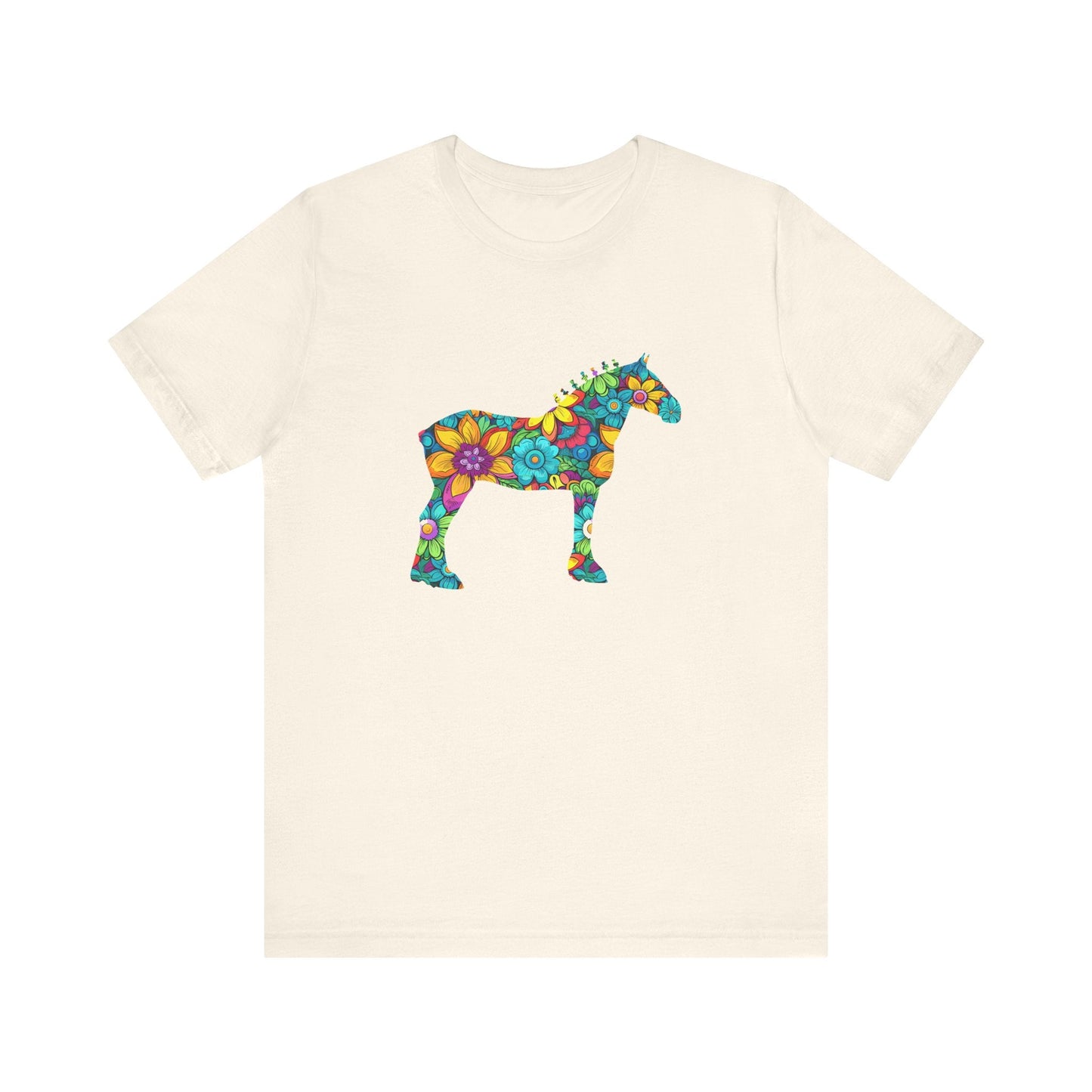 Floral Draft Horse T-Shirt, Farm Horse Shirt, Summer Barn Tee - FlooredByArt