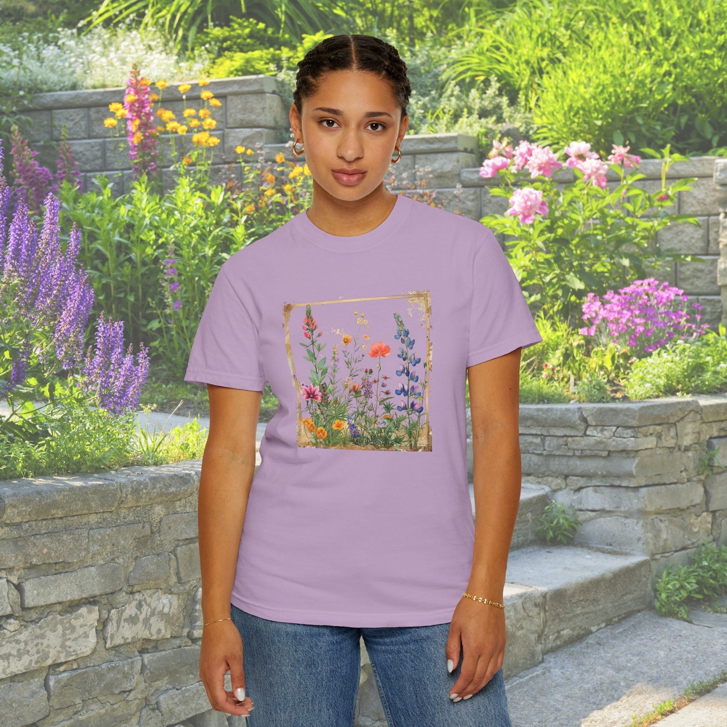 Flower t - Shirt, Vintage Wildflower Style Gift, Trendy Flower Aesthetic - FlooredByArt