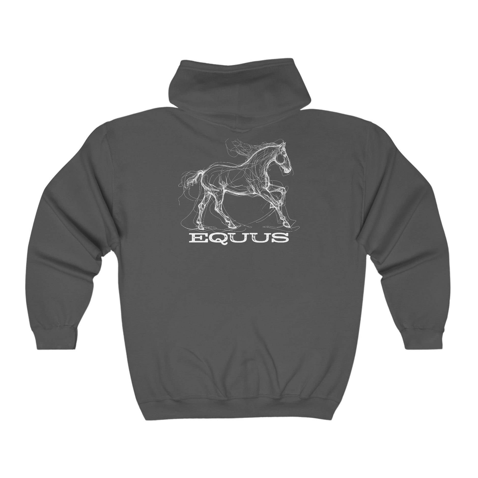 Full Zip Horse Sweatshirt Hooded Jacket, Gift For Horse Lover, EQUUS Equestrian Jacket - FlooredByArt