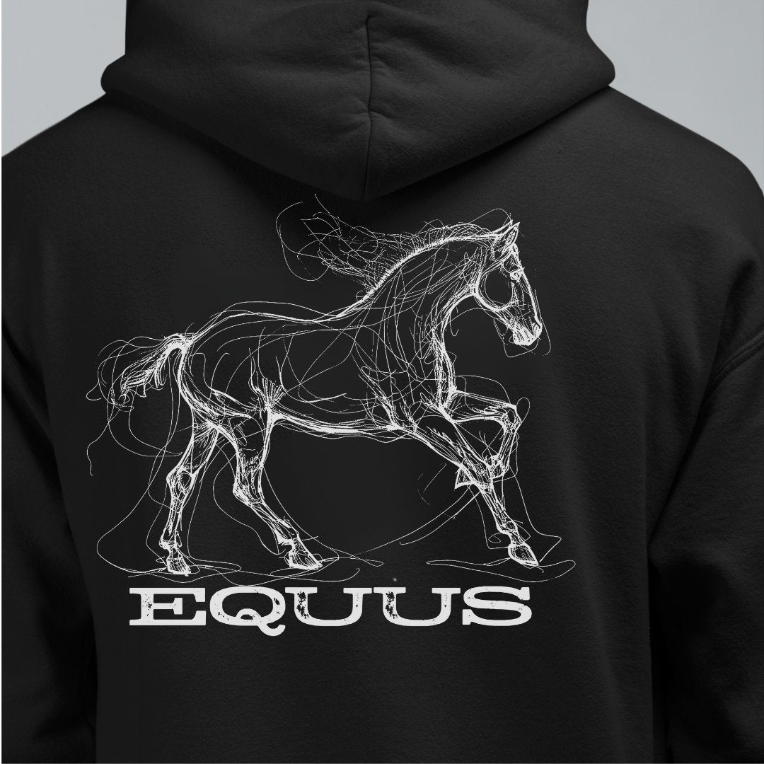 Full Zip Horse Sweatshirt Hooded Jacket, Gift For Horse Lover, EQUUS Equestrian Jacket - FlooredByArt