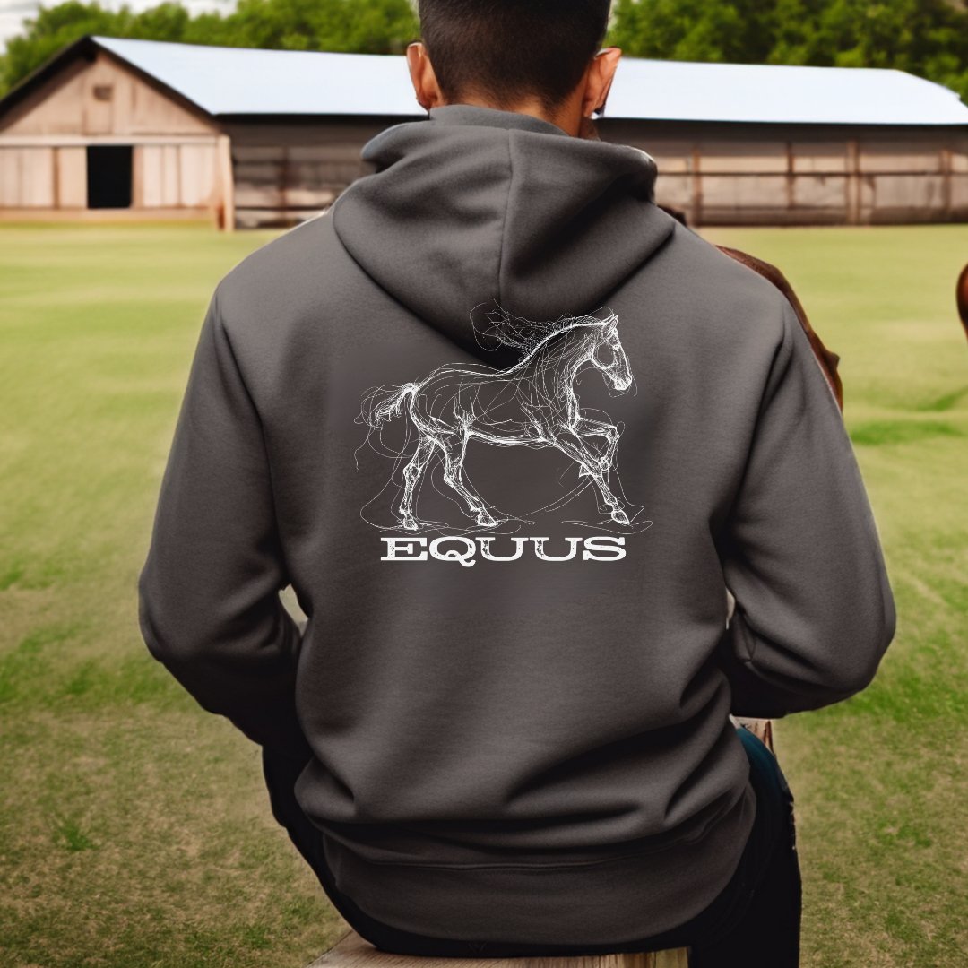 Full Zip Horse Sweatshirt Hooded Jacket, Gift For Horse Lover, EQUUS Equestrian Jacket - FlooredByArt