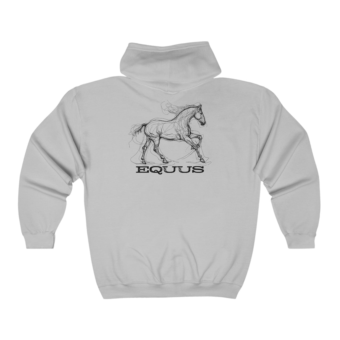 Full Zip Horse Sweatshirt Hooded Jacket, Gift For Horse Lover, EQUUS Equestrian Jacket - FlooredByArt