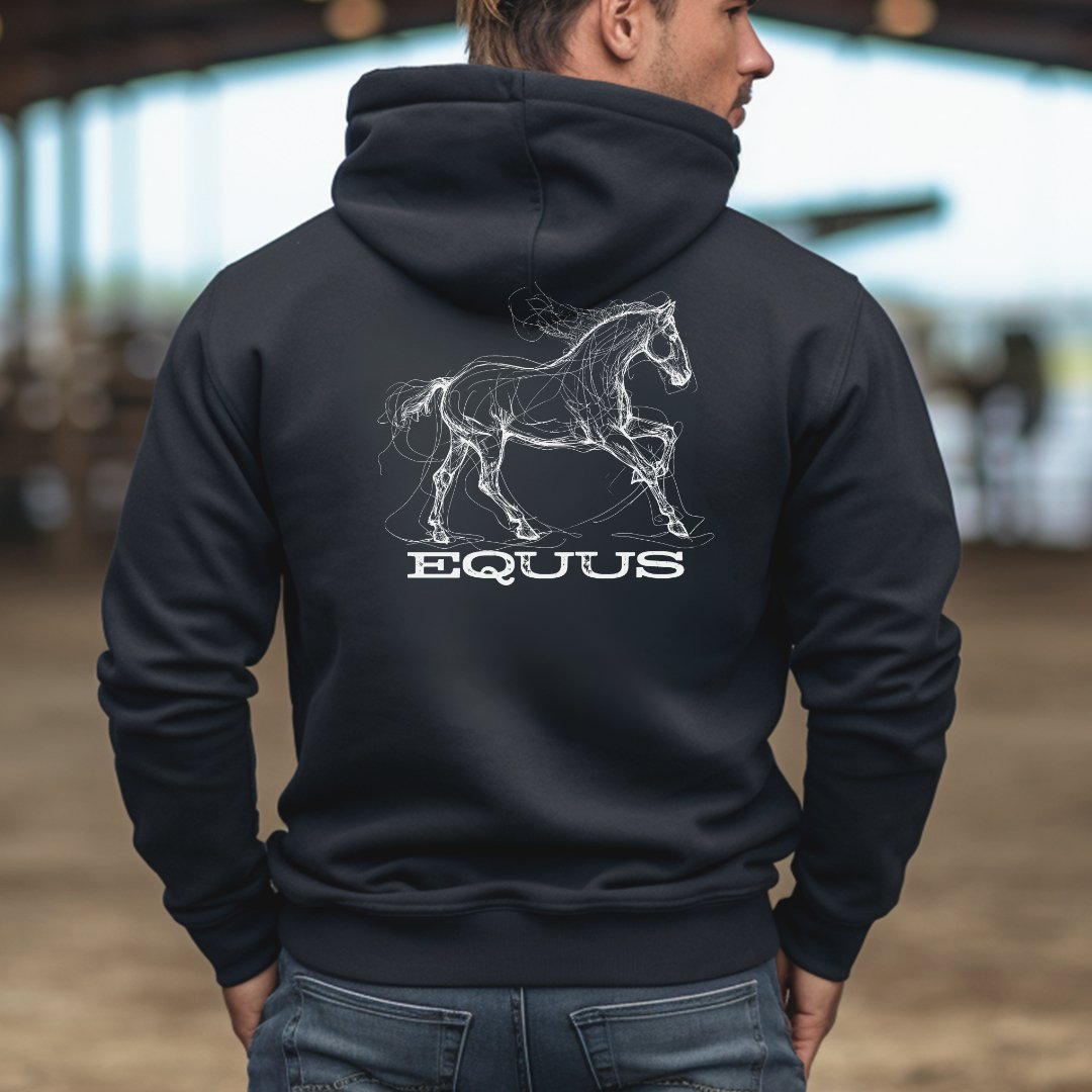 Full Zip Horse Sweatshirt Hooded Jacket, Gift For Horse Lover, EQUUS Equestrian Jacket - FlooredByArt