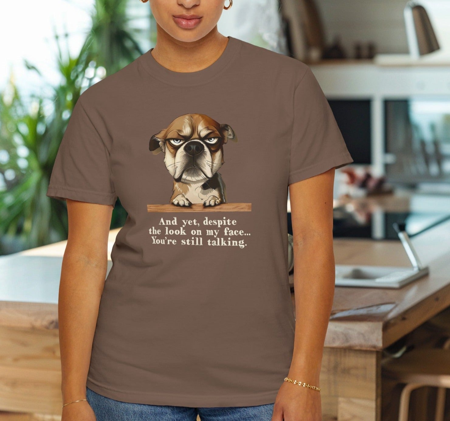Funny Cute Dog T-shirt, Sarcastic Cartoon Dog Graphic Print, Unique Art for Dog Lover - FlooredByArt