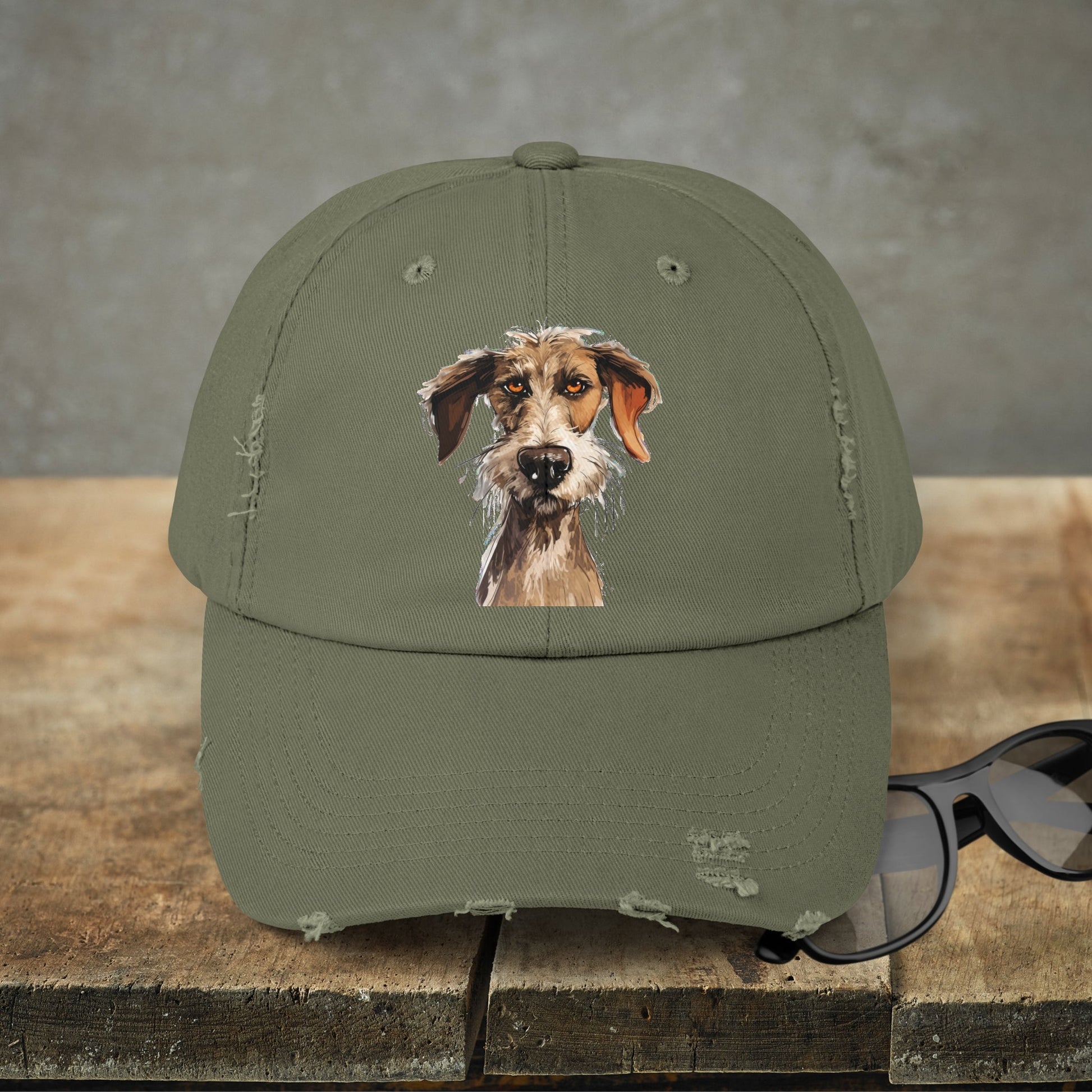 Funny Dog Hat. Distressed Dog Baseball Cap, Dog Art - FlooredByArt