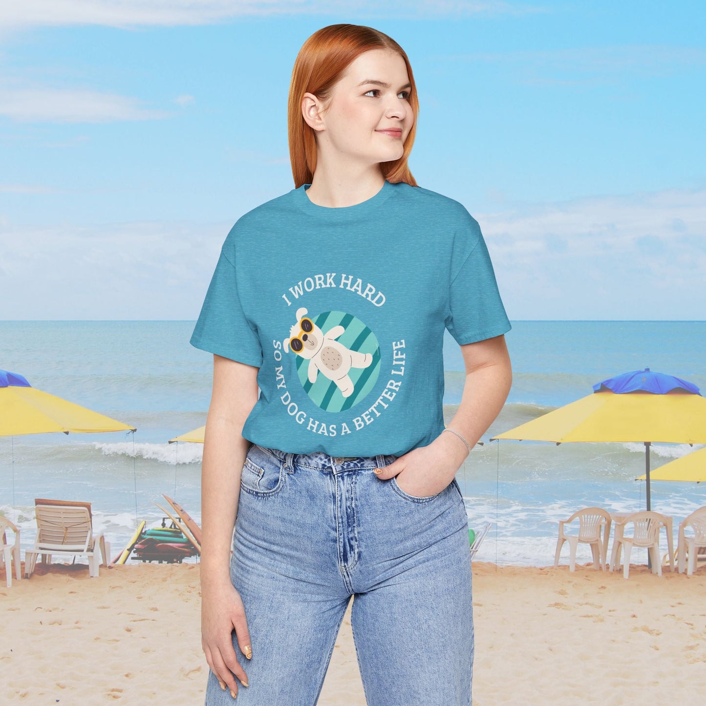 Funny Dog Lover Shirt, I Work Hard So My Dog Has a Better Life, Swimming Pool Tee - FlooredByArt