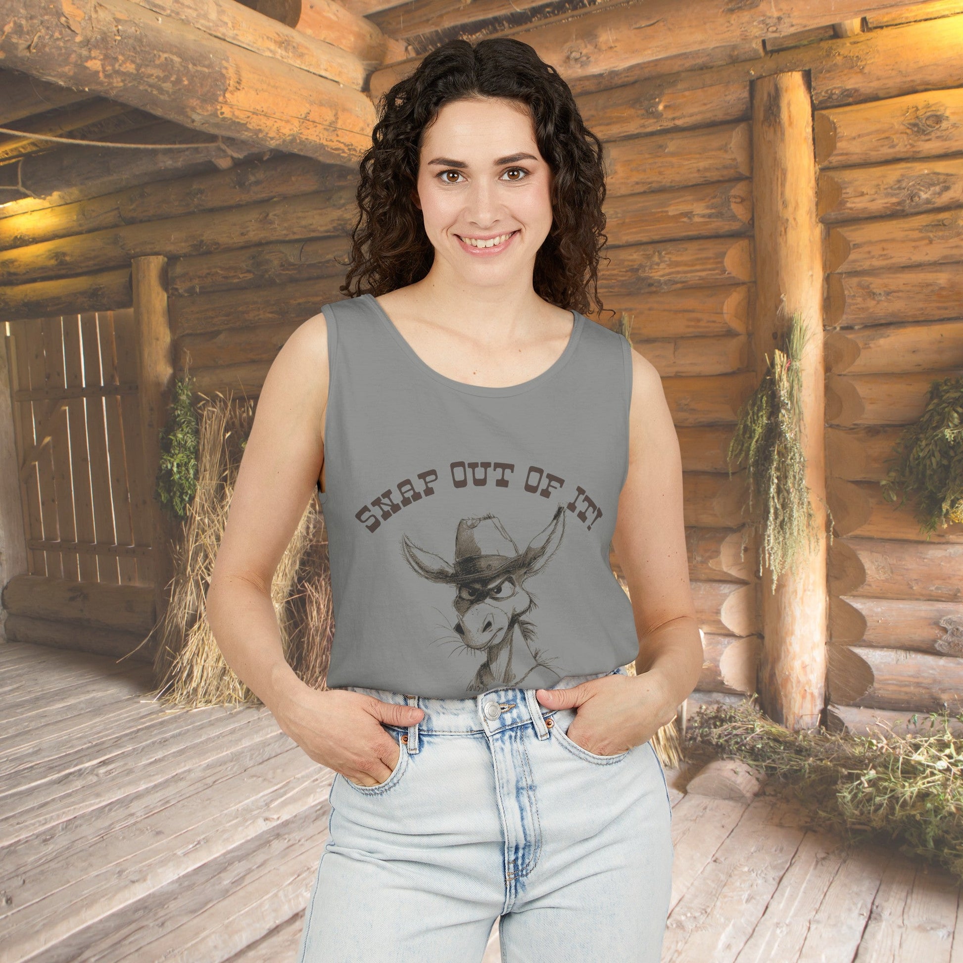 Funny Donkey Comfort Color Tank Top Perfect for Horse Lovers! Snap Out of It! - FlooredByArt