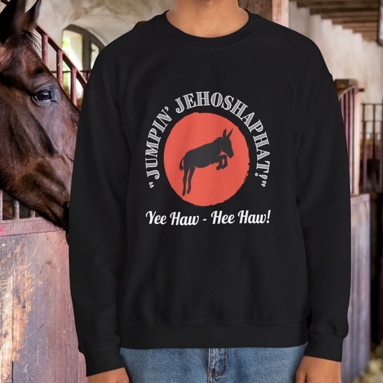 Funny Donkey Sweatshirt, Jumpin Jehoshaphat Yee Haw Hee Haw Shirt - FlooredByArt