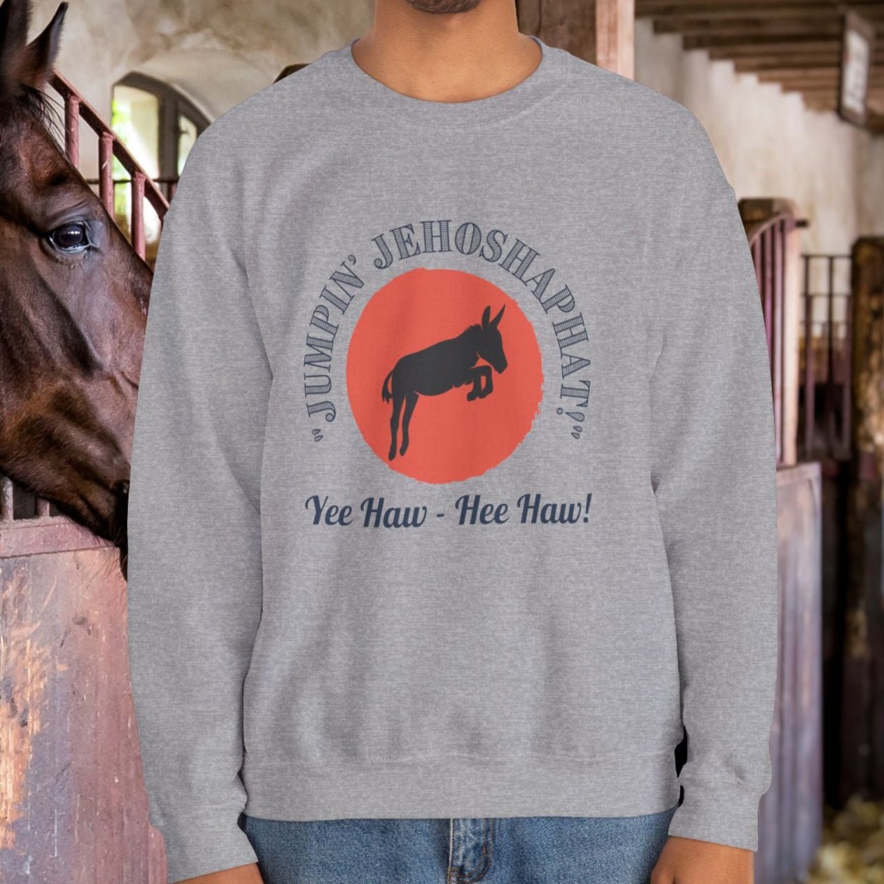 Funny Donkey Sweatshirt, Jumpin Jehoshaphat Yee Haw Hee Haw Shirt - FlooredByArt