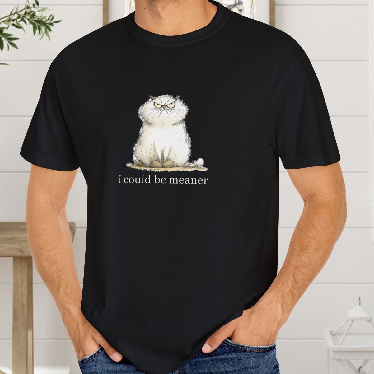 Funny Fluffy Cat T-Shirt - Sarcastic Quote Humor Shirt, Whimsical Trendy Cat Tee - FlooredByArt