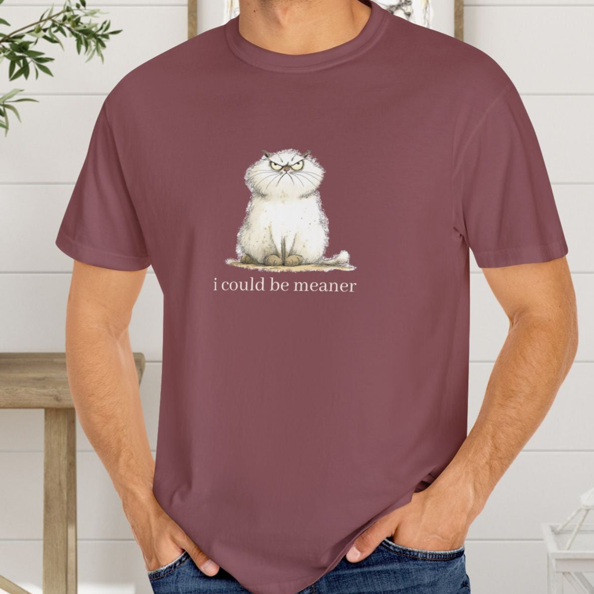 Funny Fluffy Cat T-Shirt - Sarcastic Quote Humor Shirt, Whimsical Trendy Cat Tee - FlooredByArt