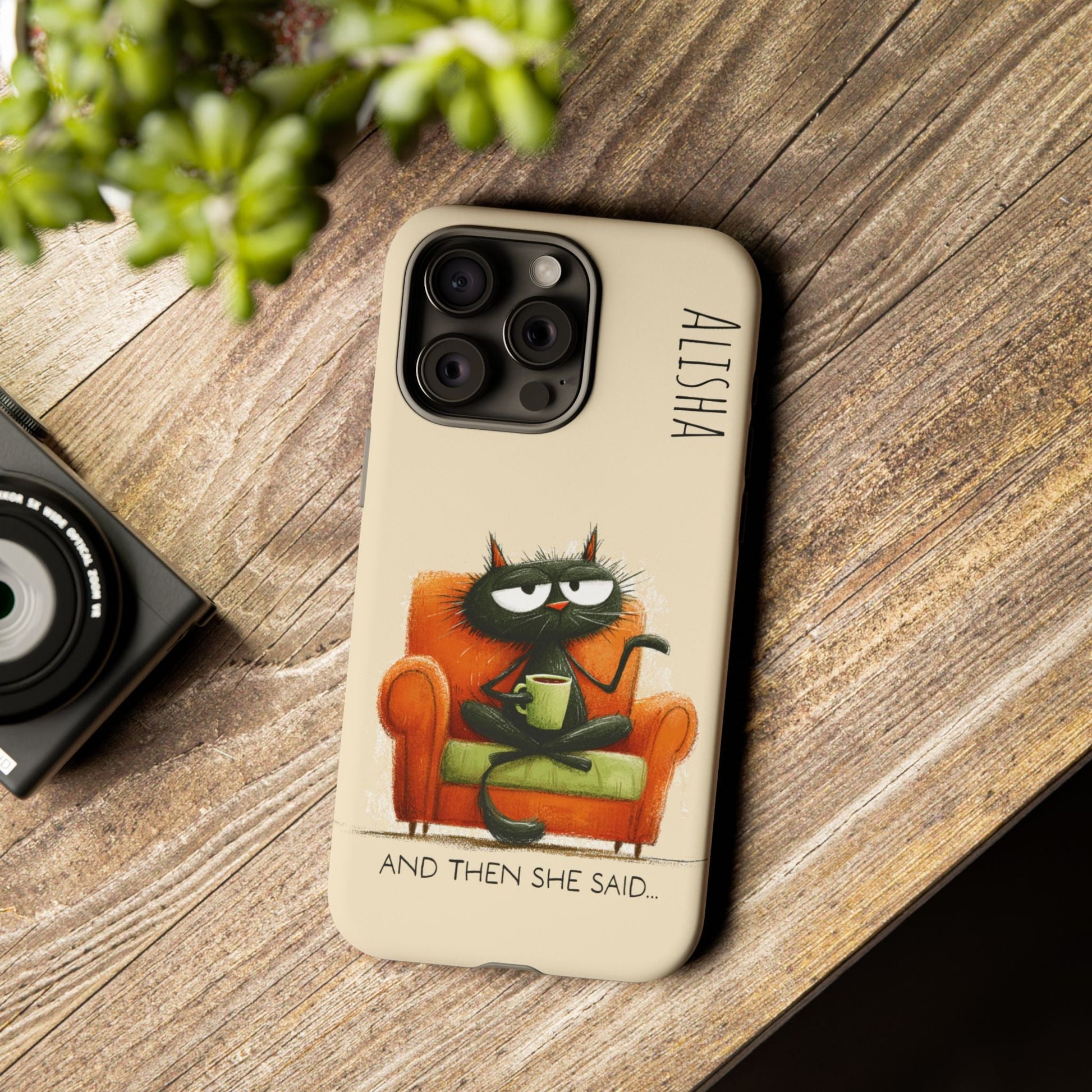Funny Gossip Cat Phone Case, Cute Phone Accessory, Gift for Cat Phone Cover - FlooredByArt
