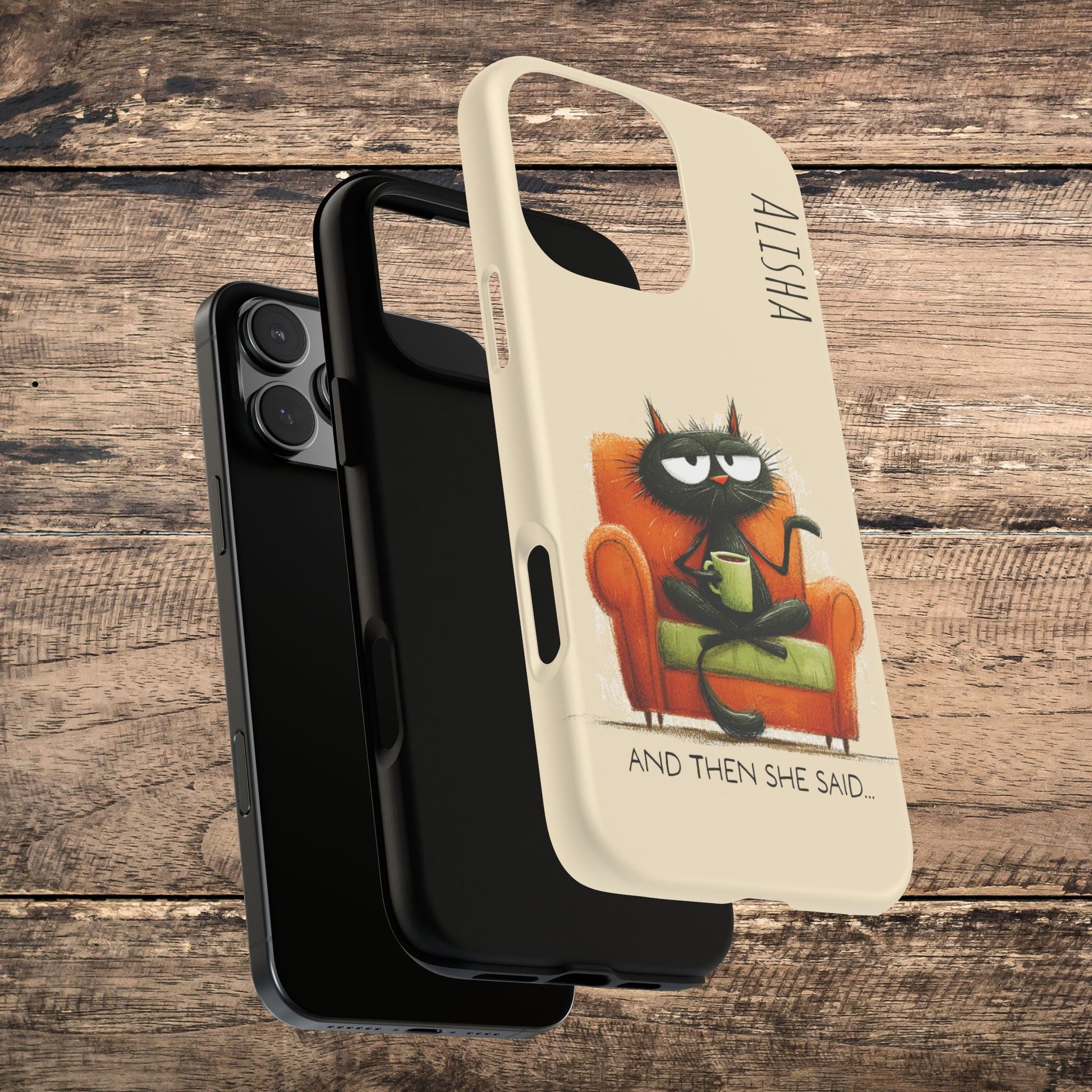 Funny Gossip Cat Phone Case, Cute Phone Accessory, Gift for Cat Phone Cover - FlooredByArt