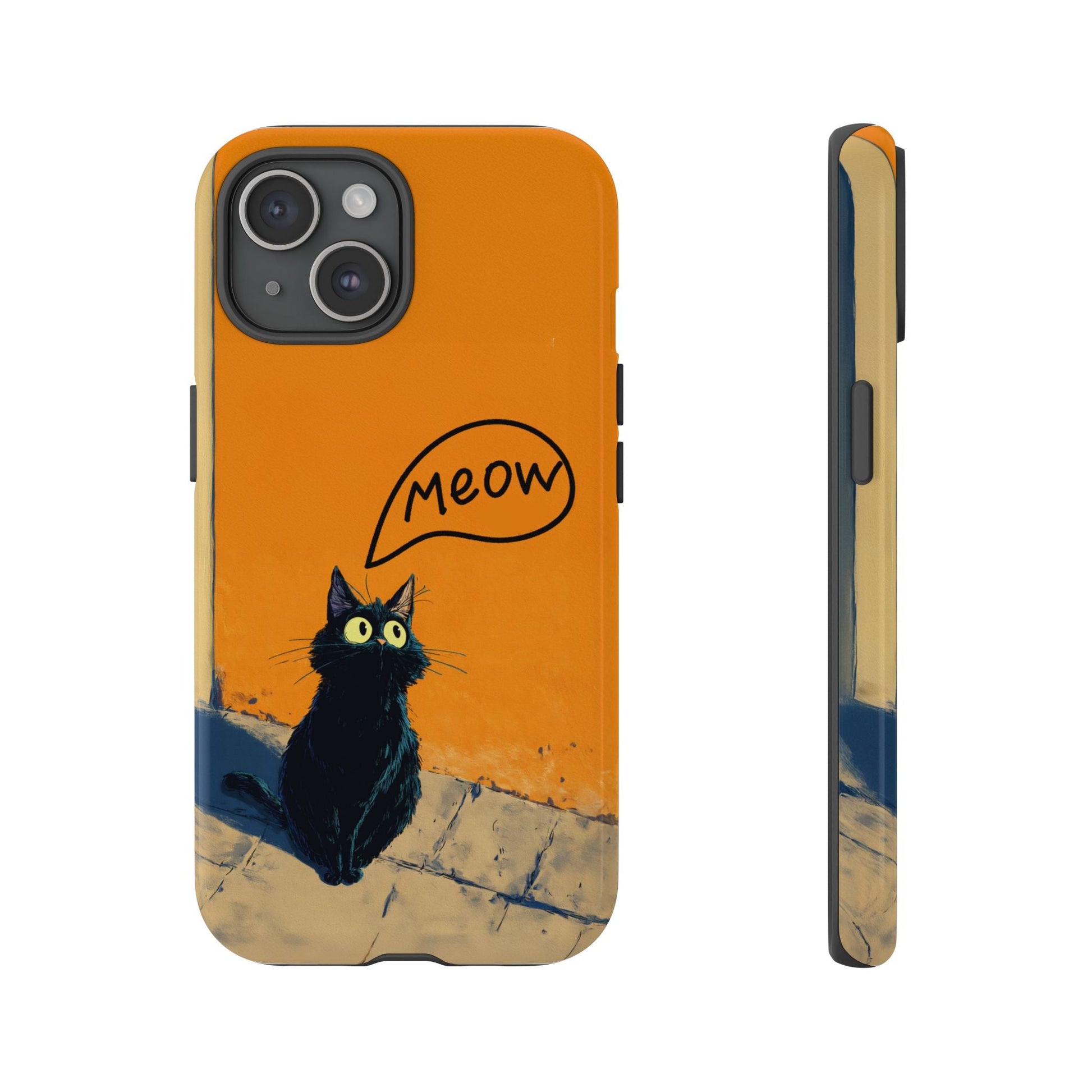 Funny Meow Me Cat iPhone Case, Tough Two Layer Phone Cover - FlooredByArt