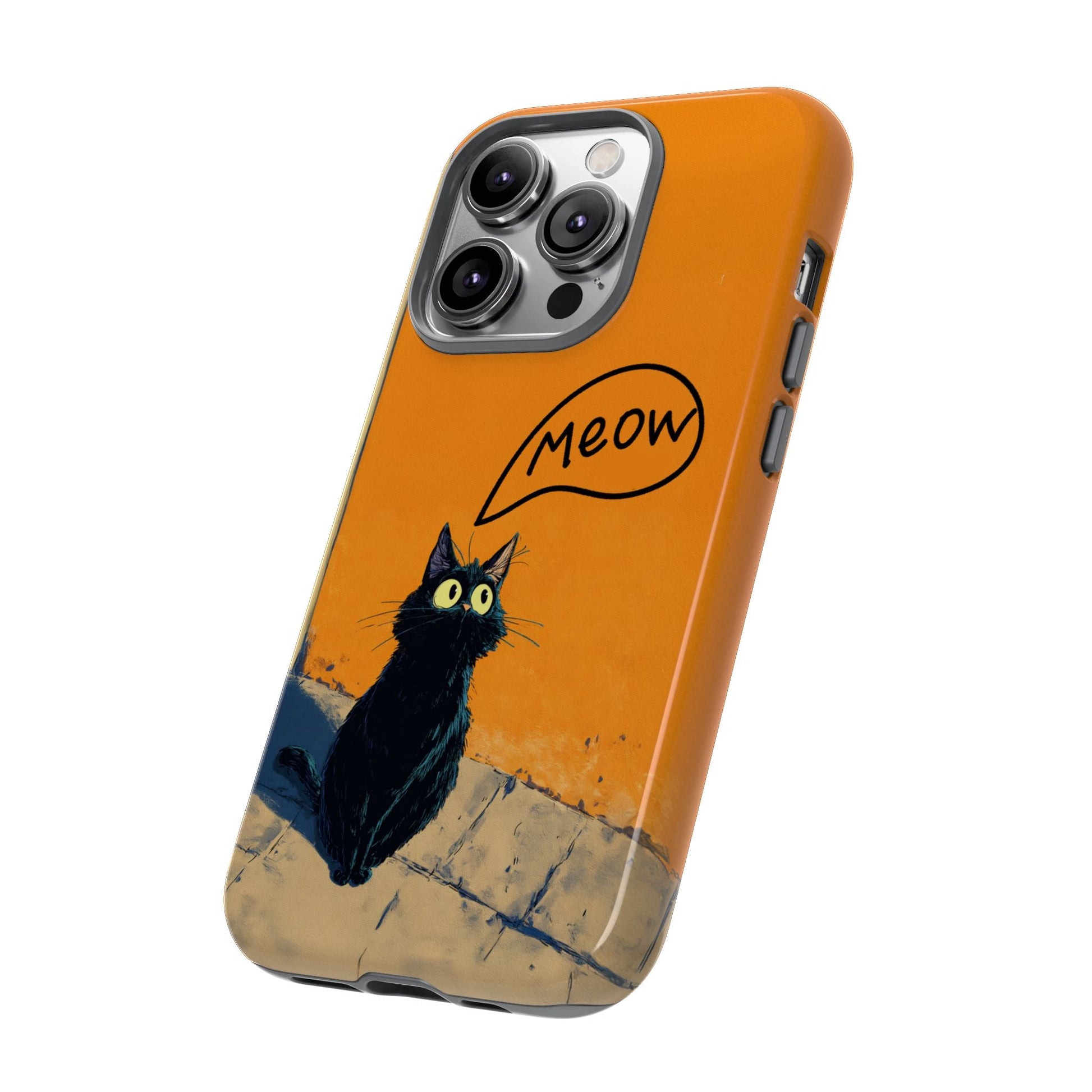 Funny Meow Me Cat iPhone Case, Tough Two Layer Phone Cover - FlooredByArt