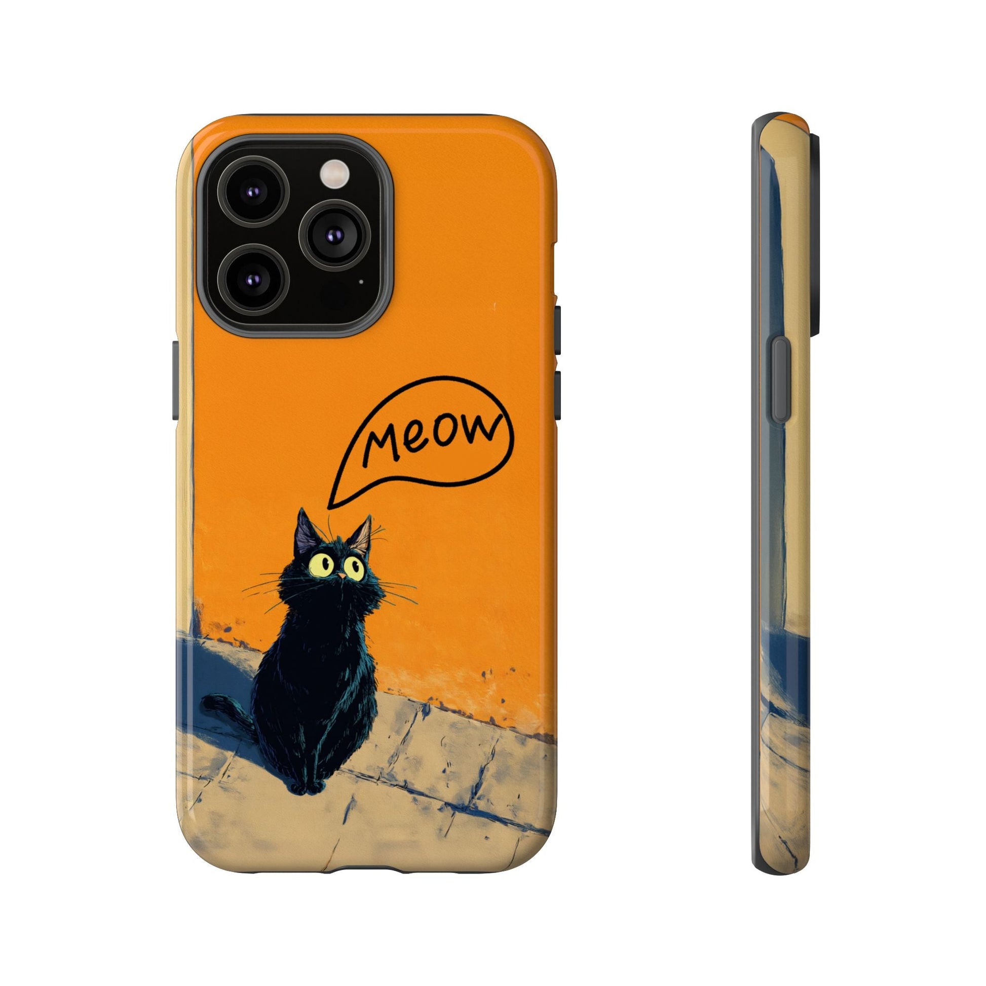 Funny Meow Me Cat iPhone Case, Tough Two Layer Phone Cover - FlooredByArt