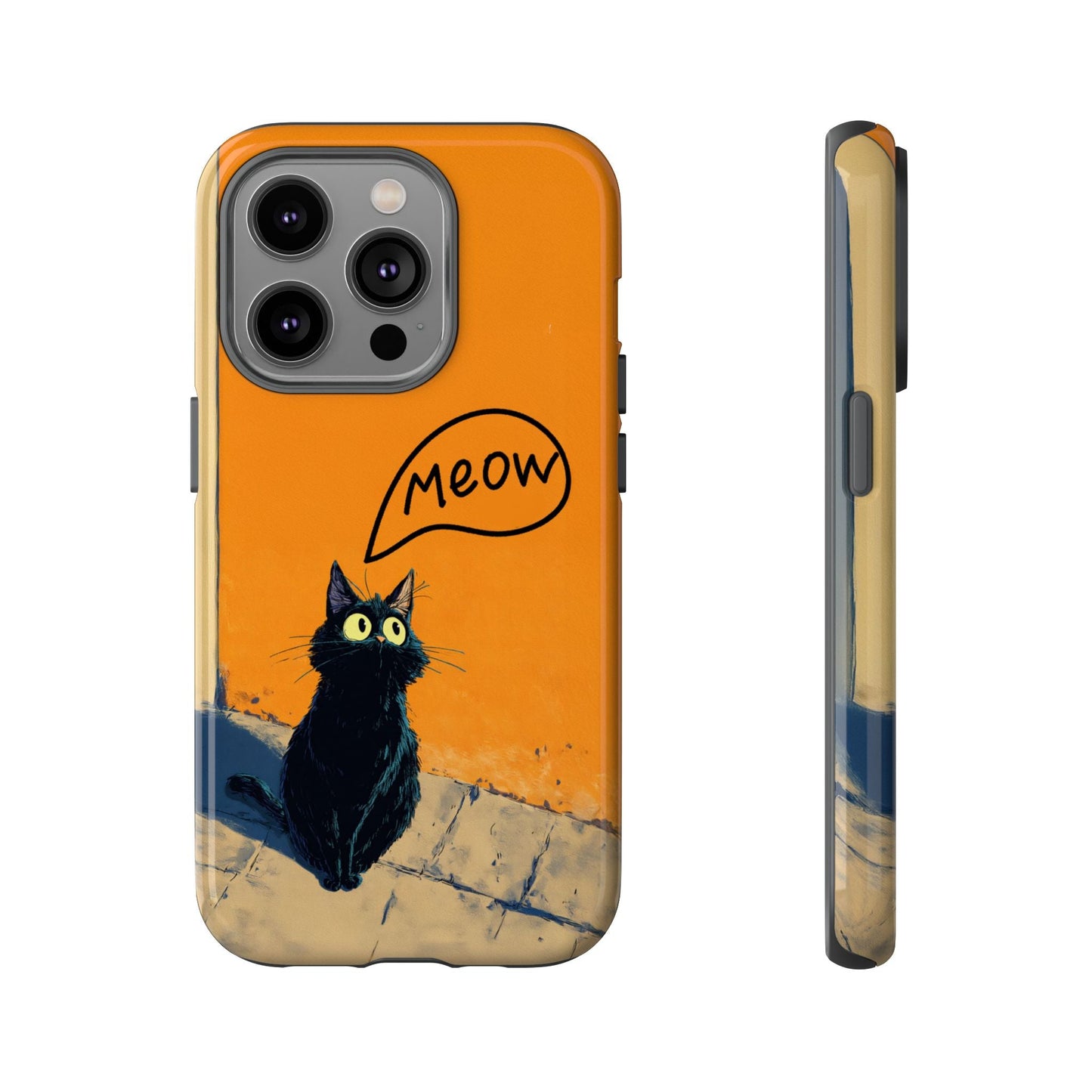 Funny Meow Me Cat iPhone Case, Tough Two Layer Phone Cover - FlooredByArt