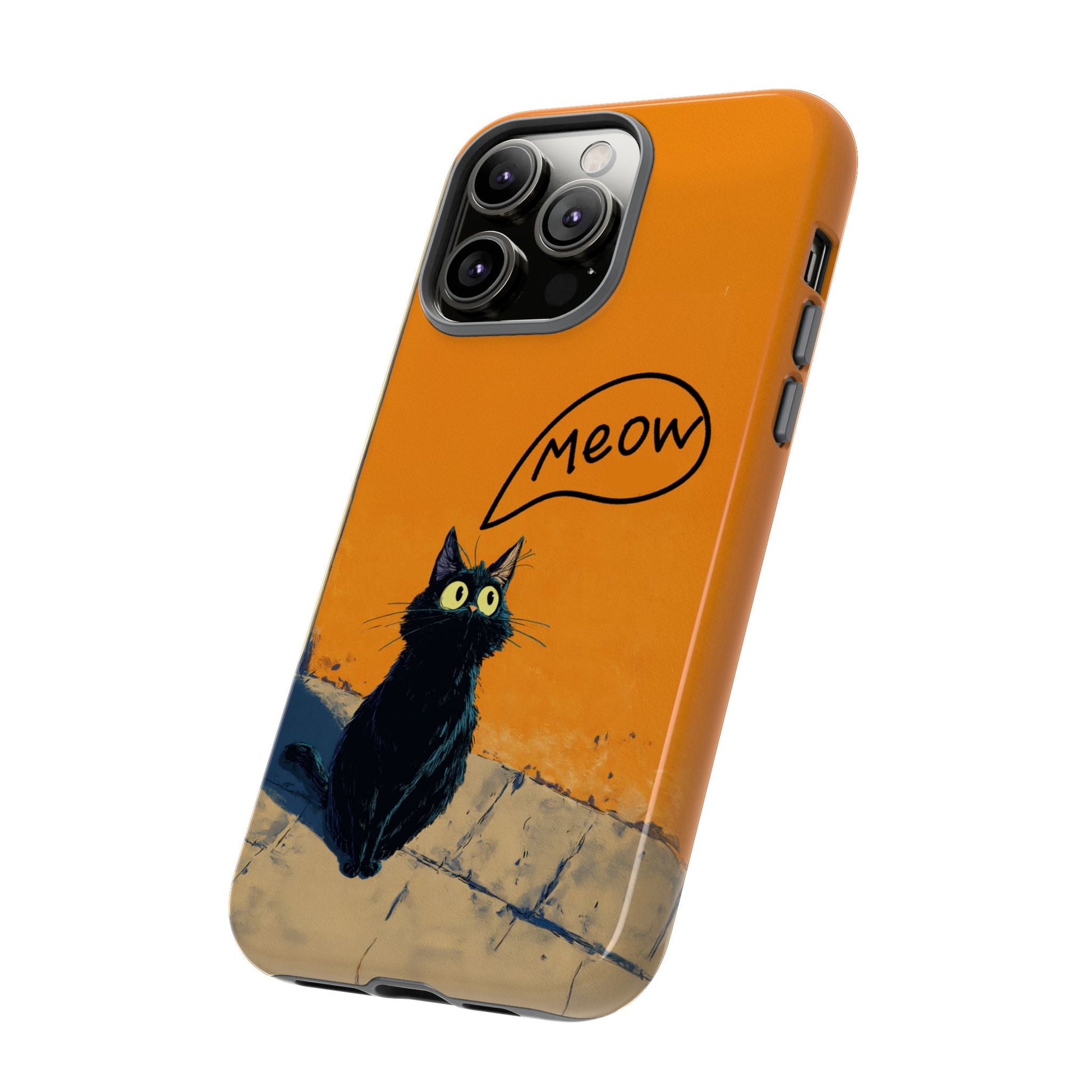 Funny Meow Me Cat iPhone Case, Tough Two Layer Phone Cover - FlooredByArt