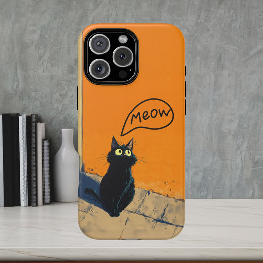 Funny Meow Me Cat iPhone Case, Tough Two Layer Phone Cover - FlooredByArt