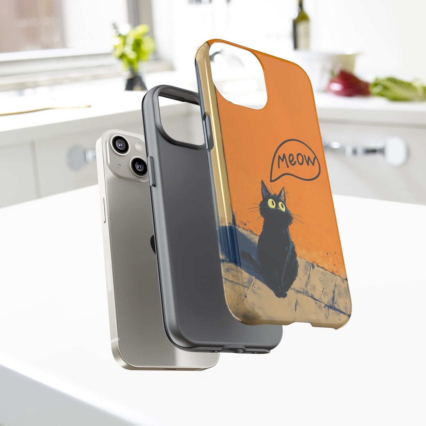Funny Meow Me Cat iPhone Case, Tough Two Layer Phone Cover - FlooredByArt
