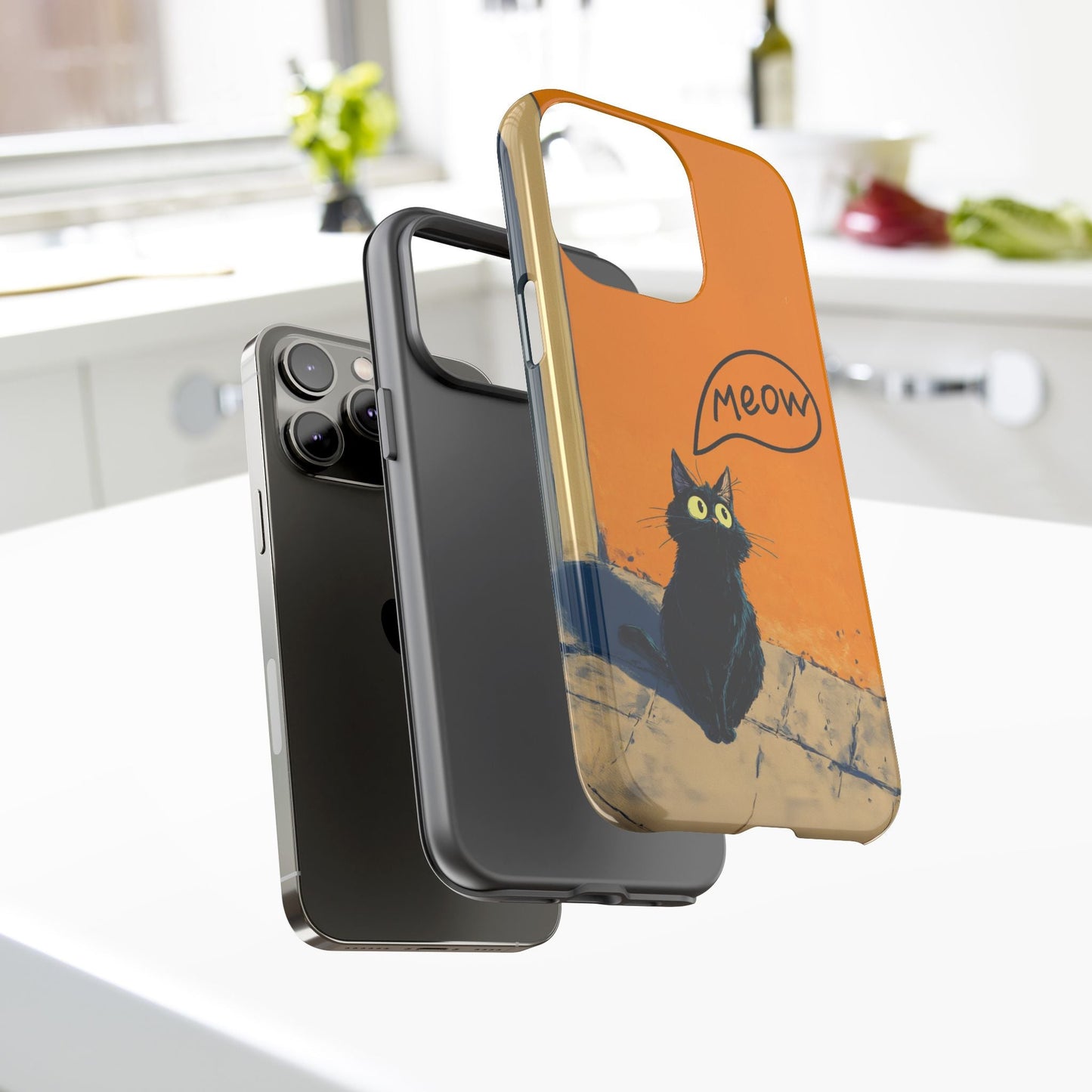 Funny Meow Me Cat iPhone Case, Tough Two Layer Phone Cover - FlooredByArt