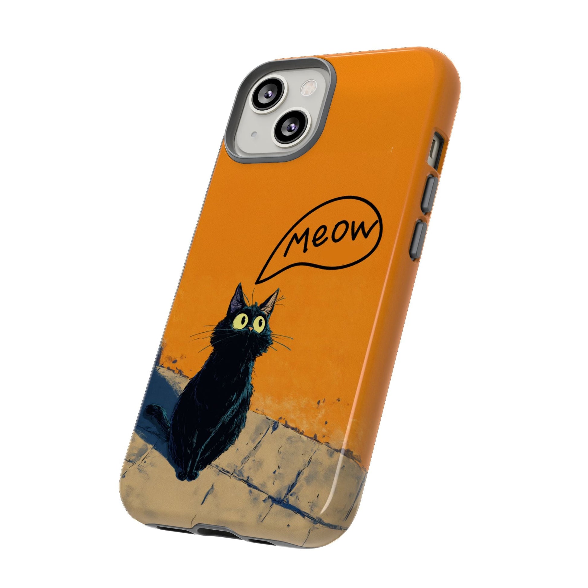 Funny Meow Me Cat iPhone Case, Tough Two Layer Phone Cover - FlooredByArt