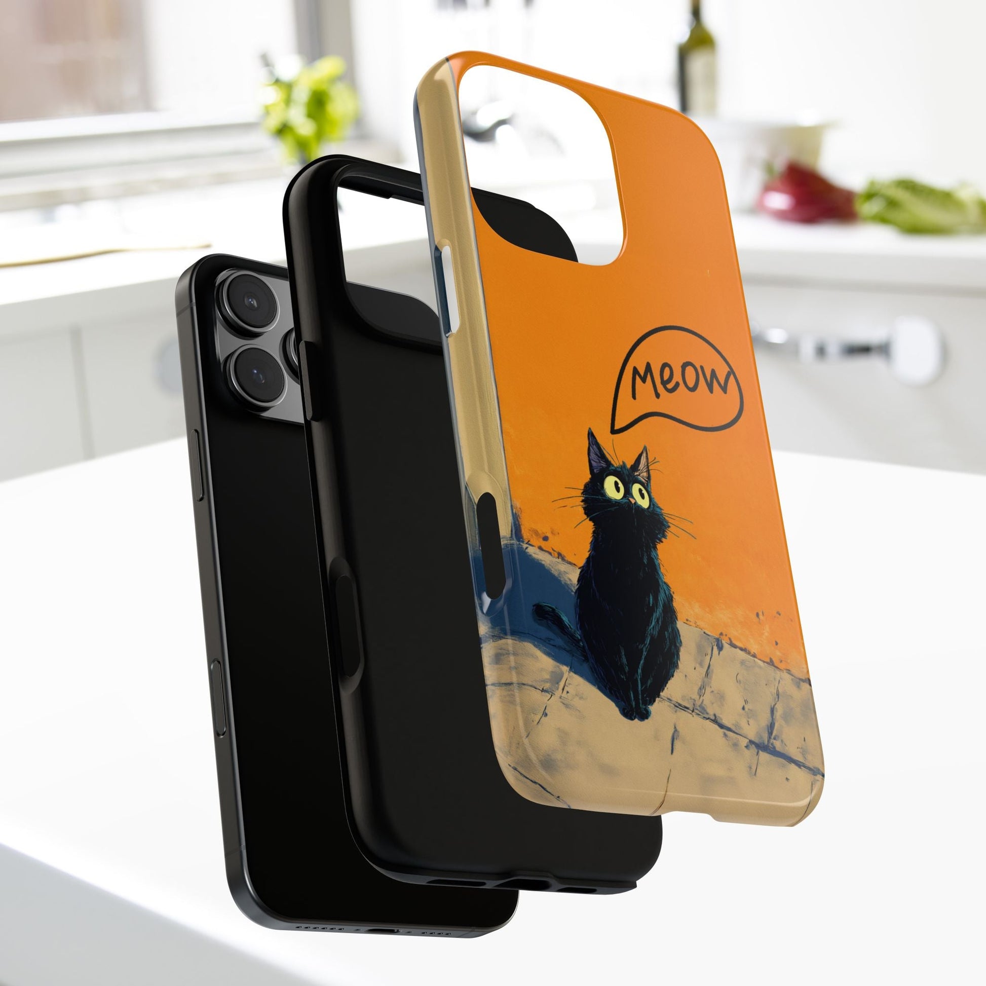 Funny Meow Me Cat iPhone Case, Tough Two Layer Phone Cover - FlooredByArt