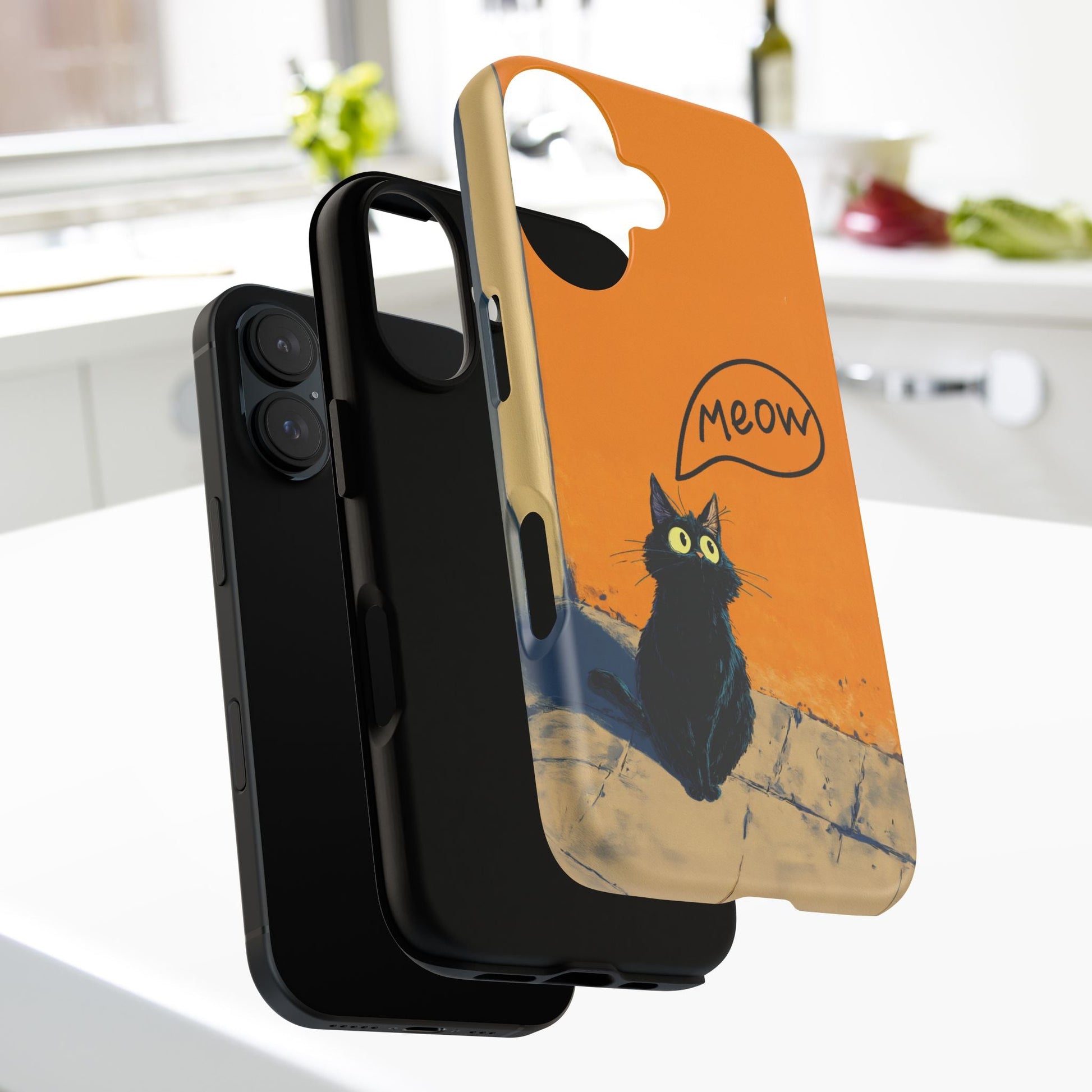 Funny Meow Me Cat iPhone Case, Tough Two Layer Phone Cover - FlooredByArt