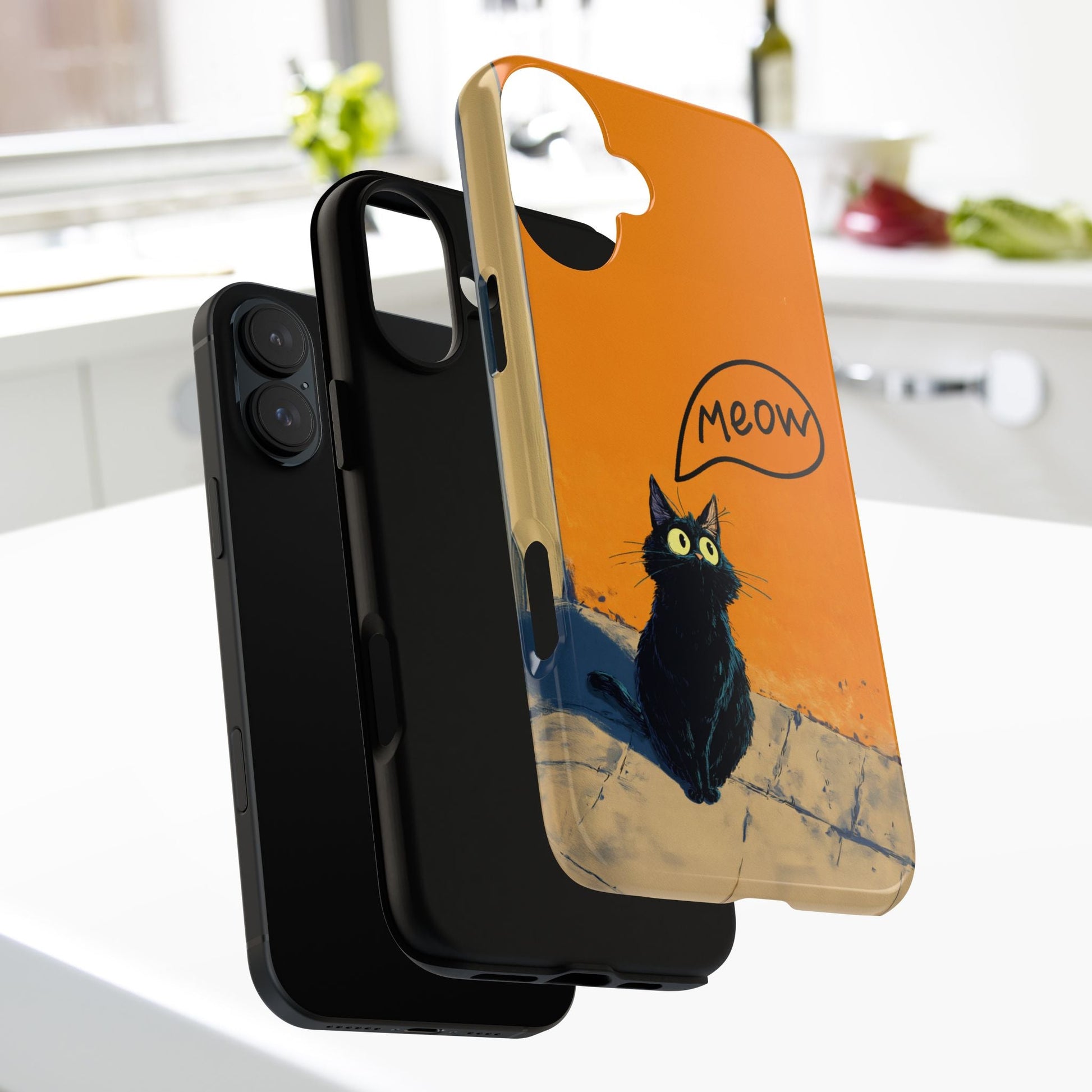Funny Meow Me Cat iPhone Case, Tough Two Layer Phone Cover - FlooredByArt