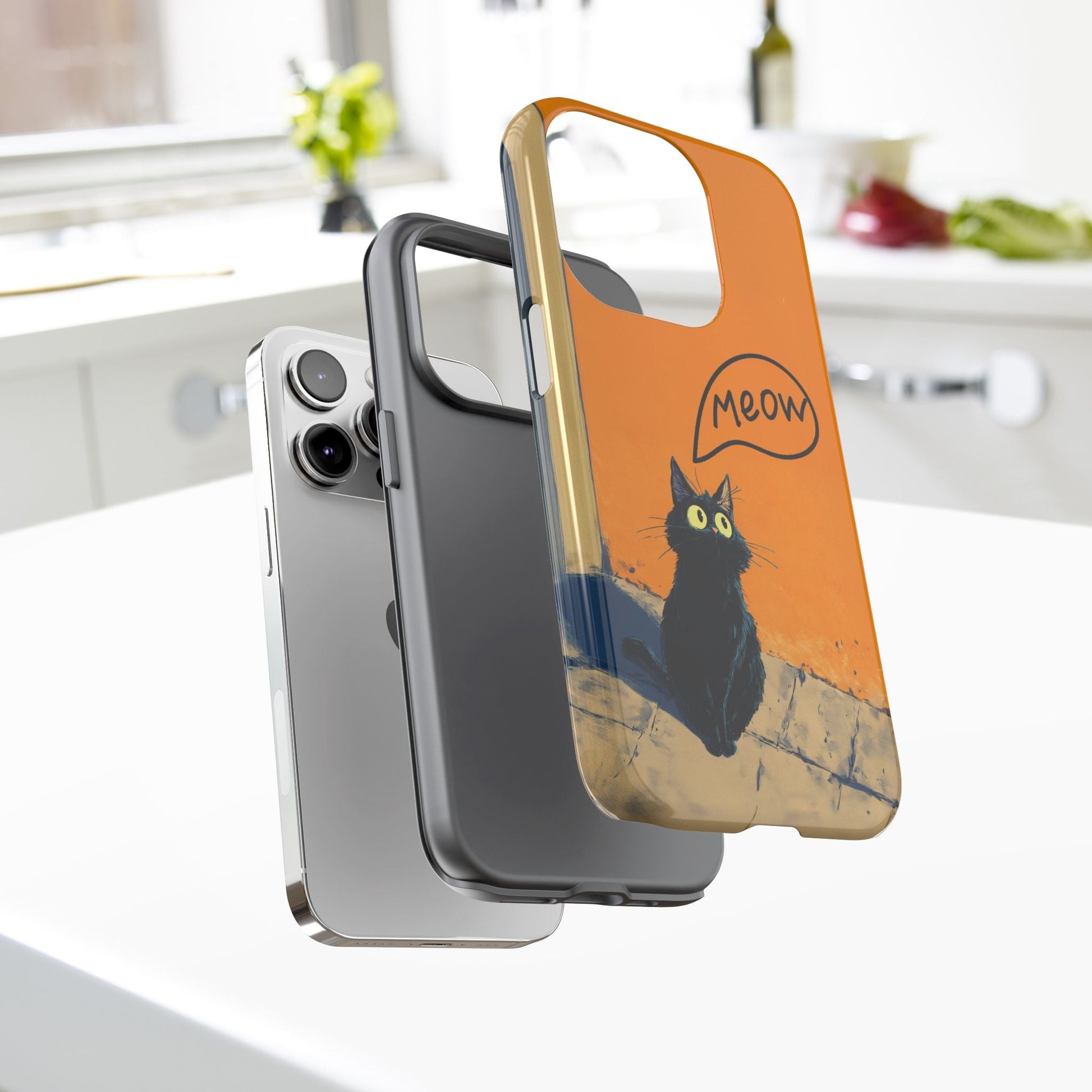 Funny Meow Me Cat iPhone Case, Tough Two Layer Phone Cover - FlooredByArt