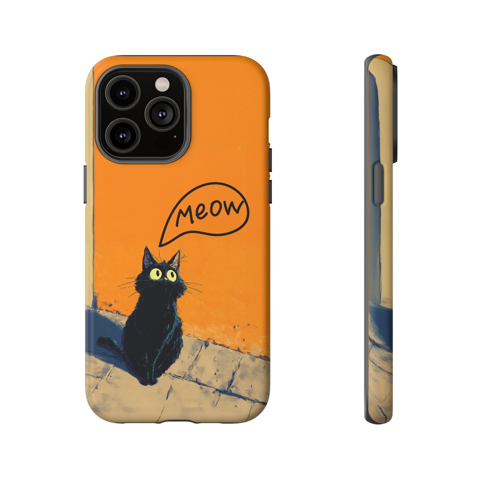 Funny Meow Me Cat iPhone Case, Tough Two Layer Phone Cover - FlooredByArt