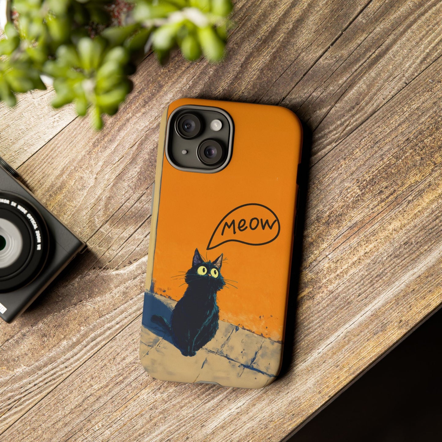 Funny Meow Me Cat iPhone Case, Tough Two Layer Phone Cover - FlooredByArt