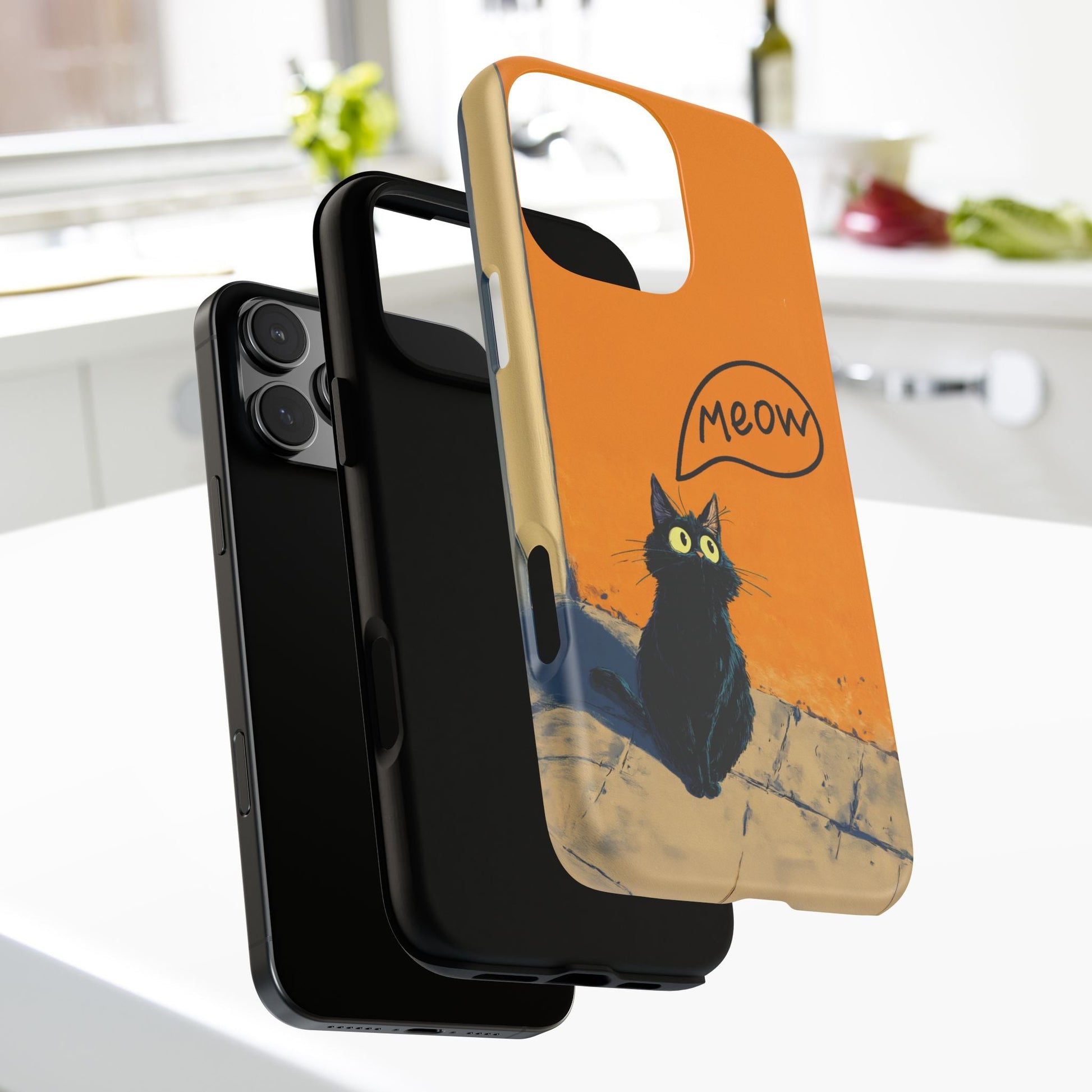 Funny Meow Me Cat iPhone Case, Tough Two Layer Phone Cover - FlooredByArt