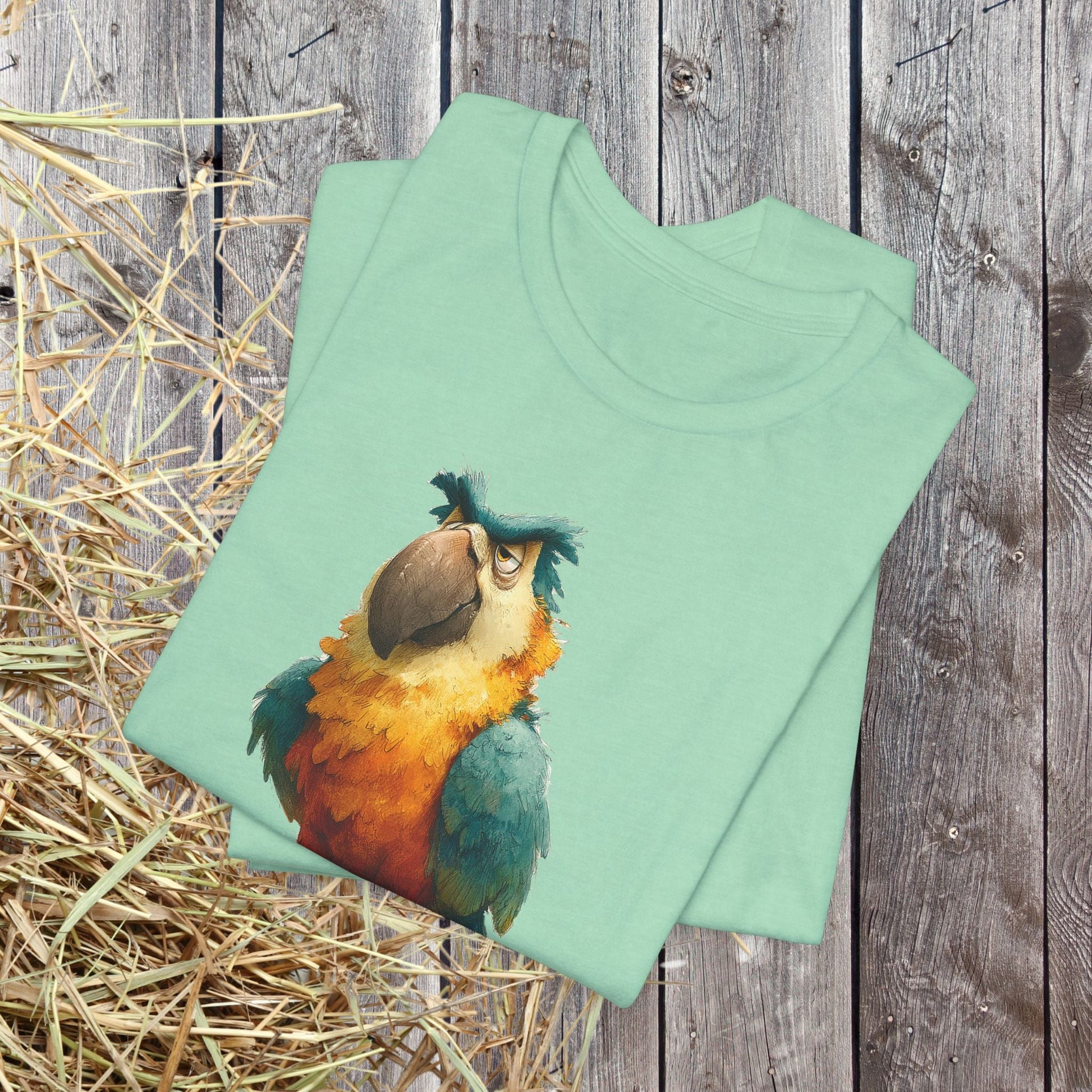 Funny Parrot T-Shirt, Grumpy Bird Tropical Tee, Colorful Parrot Shirt - FlooredByArt
