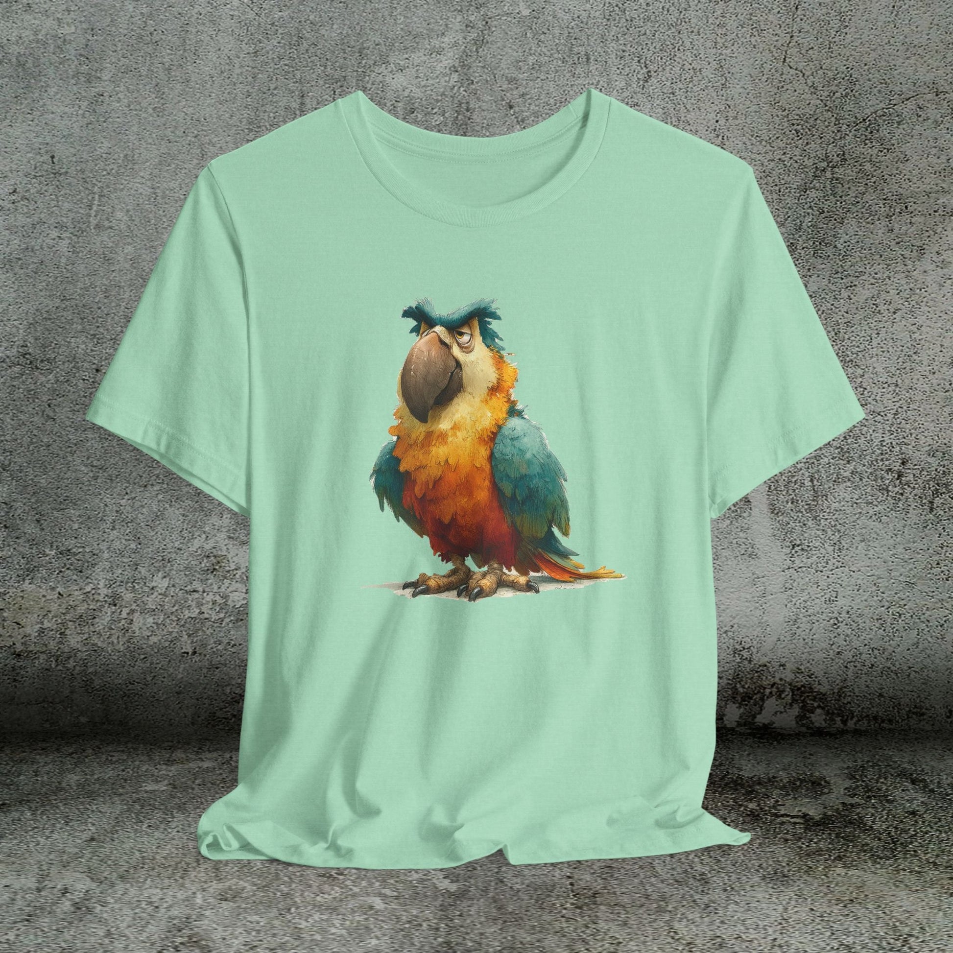 Funny Parrot T-Shirt, Grumpy Bird Tropical Tee, Colorful Parrot Shirt - FlooredByArt