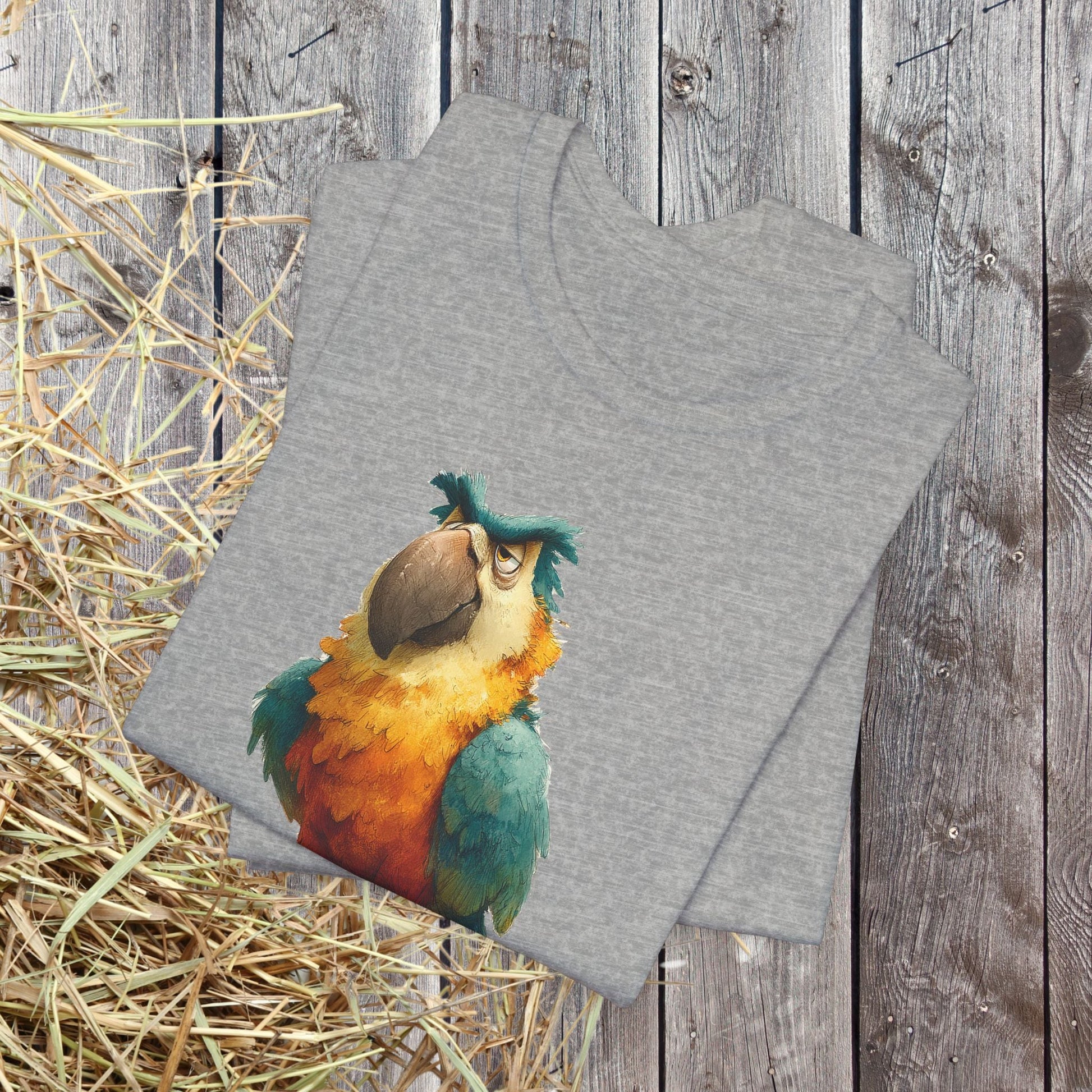 Funny Parrot T-Shirt, Grumpy Bird Tropical Tee, Colorful Parrot Shirt - FlooredByArt