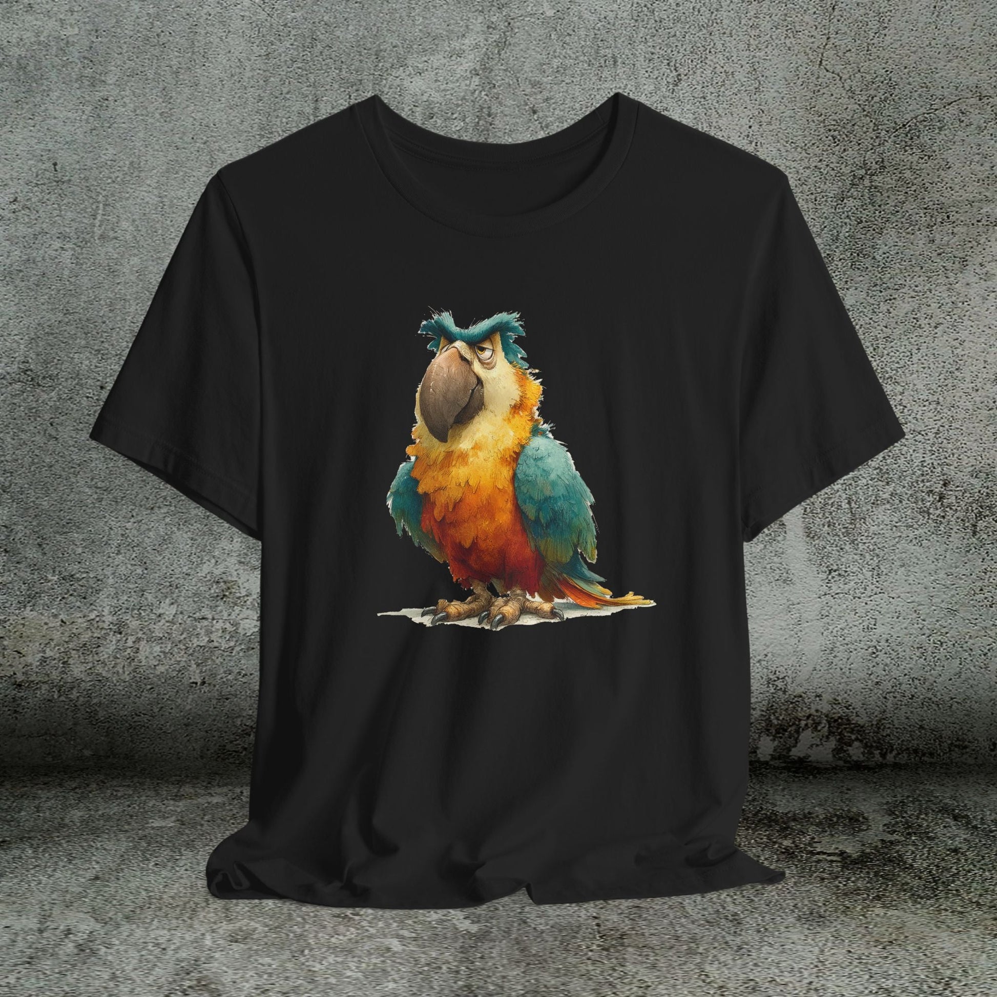 Funny Parrot T-Shirt, Grumpy Bird Tropical Tee, Colorful Parrot Shirt - FlooredByArt