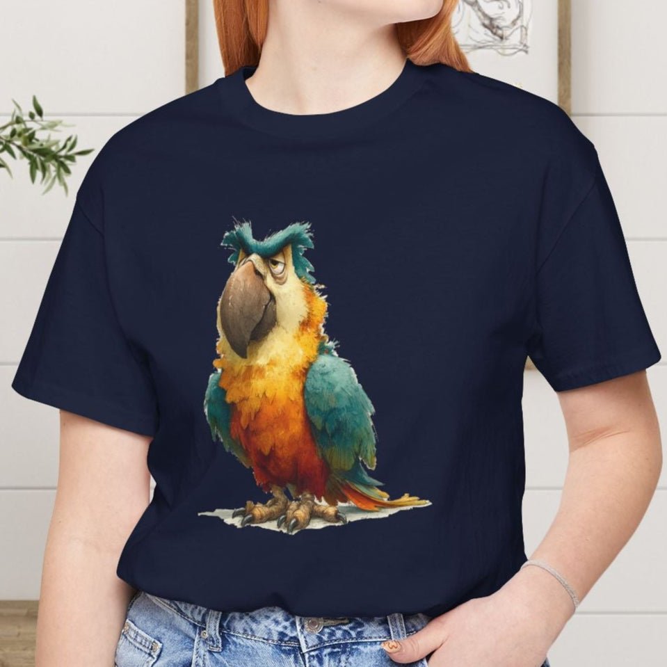 Funny Parrot T-Shirt, Grumpy Bird Tropical Tee, Colorful Parrot Shirt - FlooredByArt