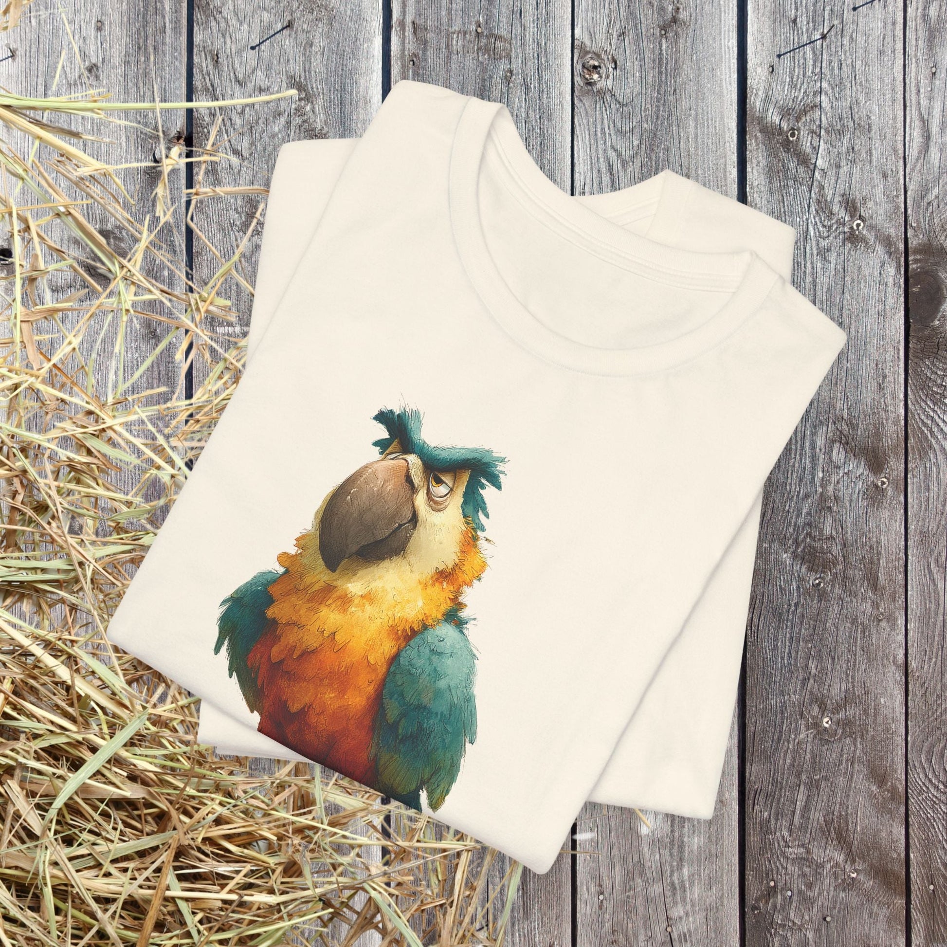 Funny Parrot T-Shirt, Grumpy Bird Tropical Tee, Colorful Parrot Shirt - FlooredByArt