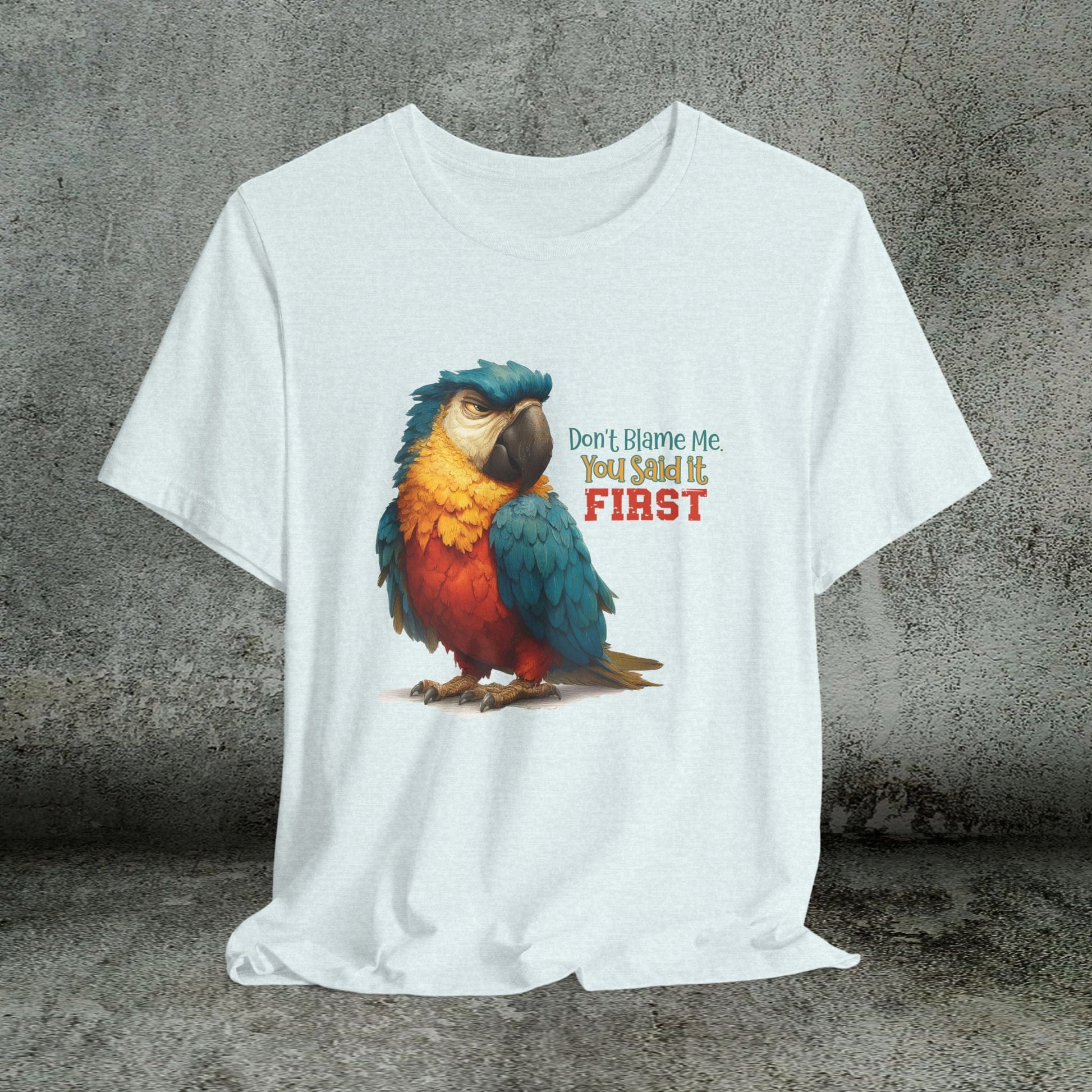 Funny Parrot Tee, Quirky Animal Shirt for Bird Lovers - FlooredByArt