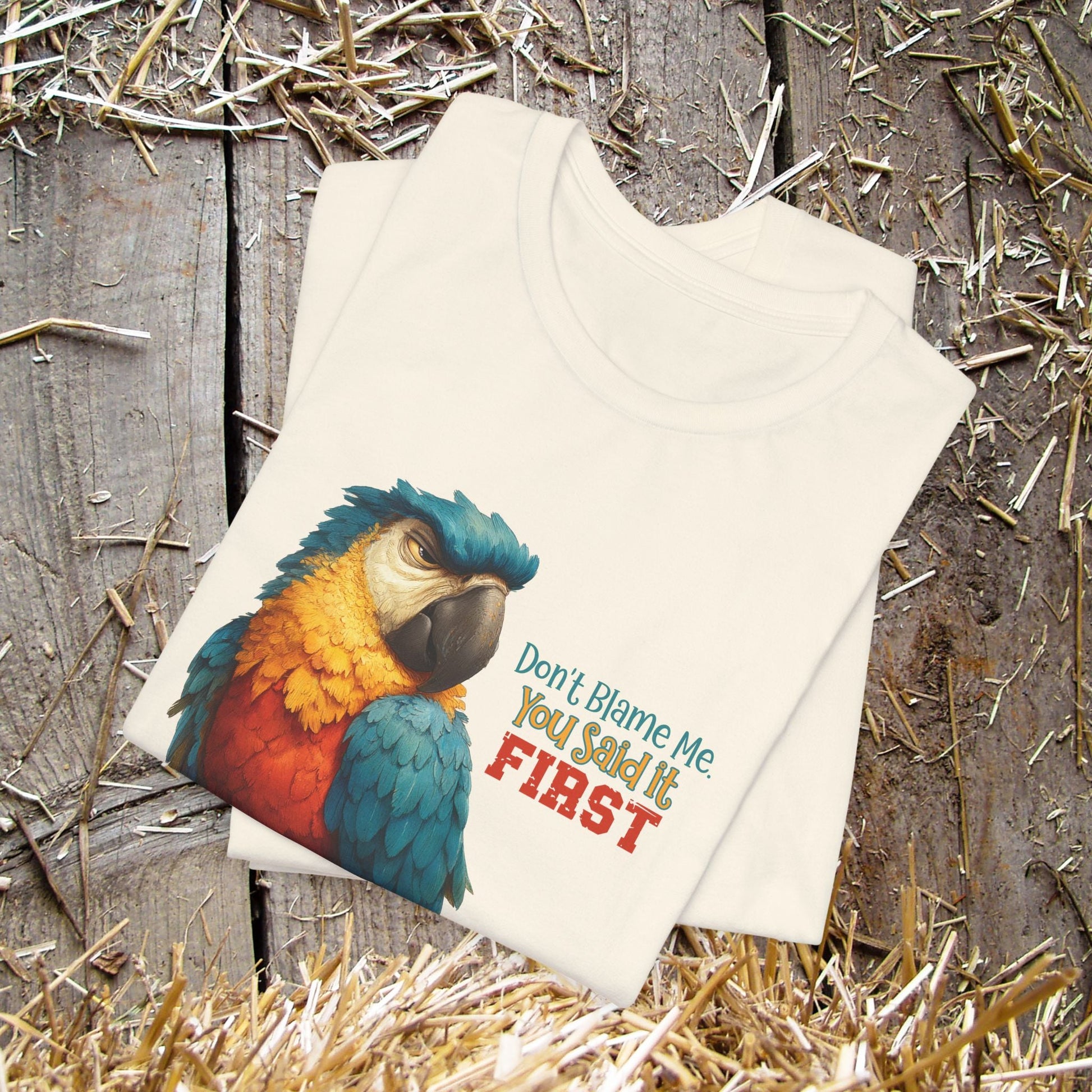 Funny Parrot Tee, Quirky Animal Shirt for Bird Lovers - FlooredByArt