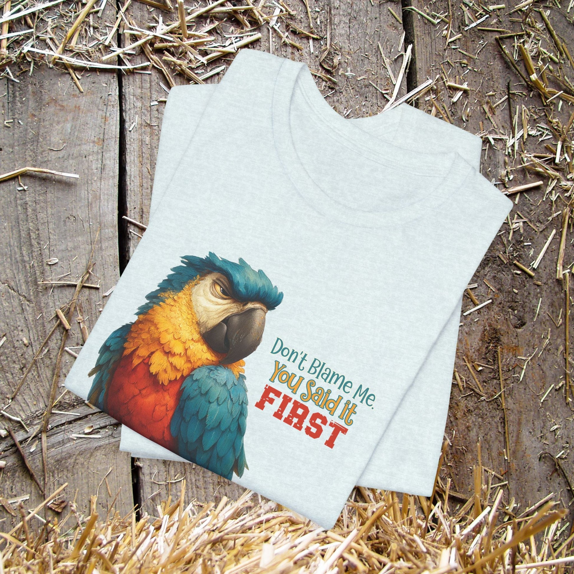 Funny Parrot Tee, Quirky Animal Shirt for Bird Lovers - FlooredByArt