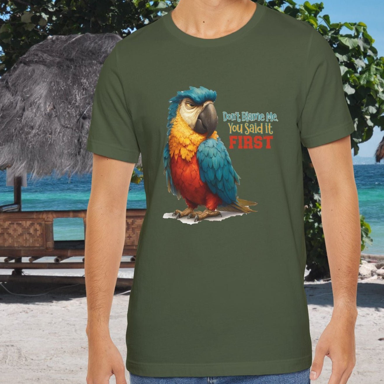Funny Parrot Tee, Quirky Animal Shirt for Bird Lovers - FlooredByArt
