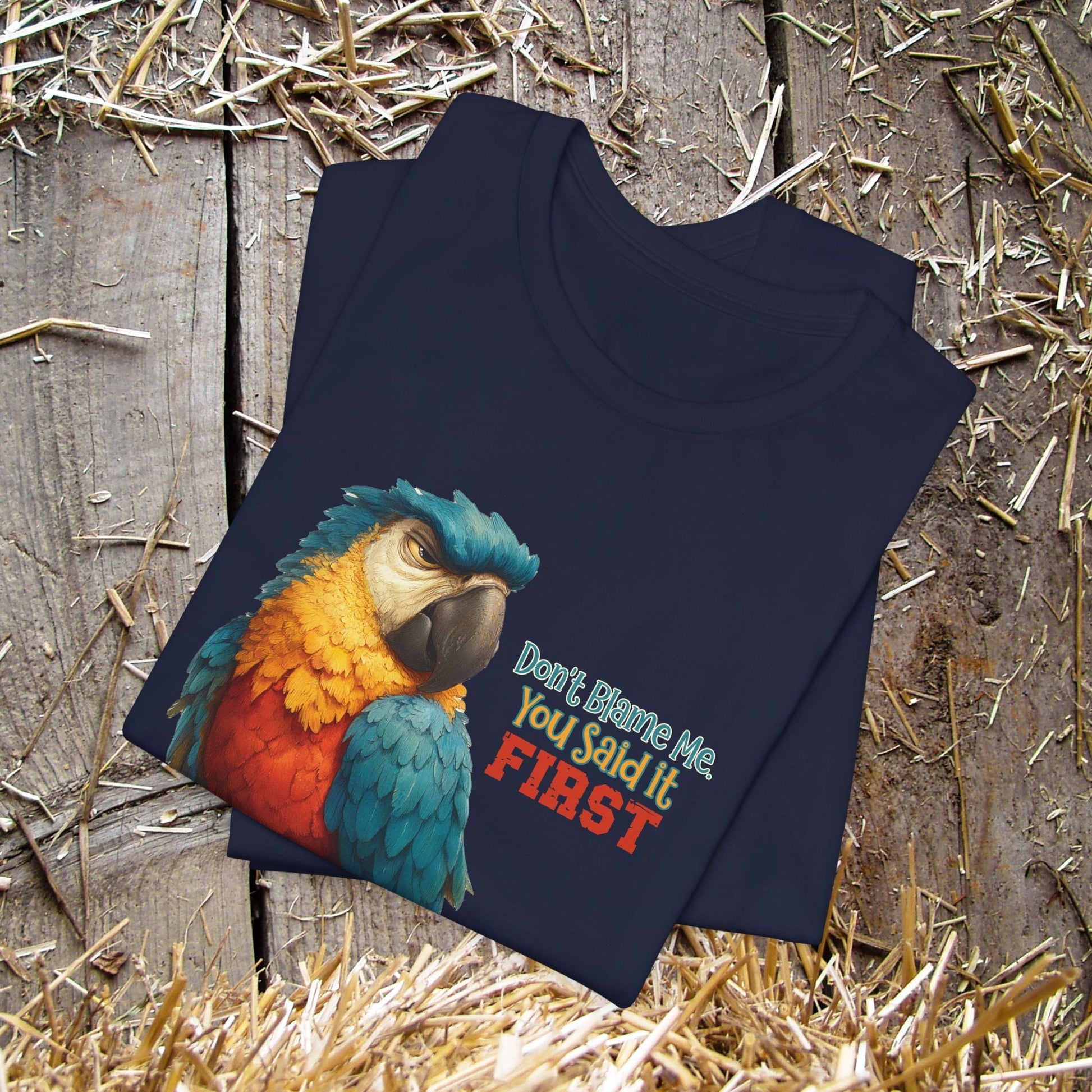 Funny Parrot Tee, Quirky Animal Shirt for Bird Lovers - FlooredByArt