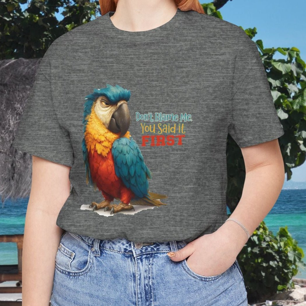 Funny Parrot Tee, Quirky Animal Shirt for Bird Lovers - FlooredByArt