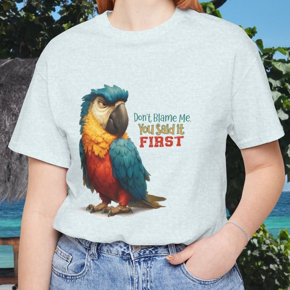 Funny Parrot Tee, Quirky Animal Shirt for Bird Lovers - FlooredByArt