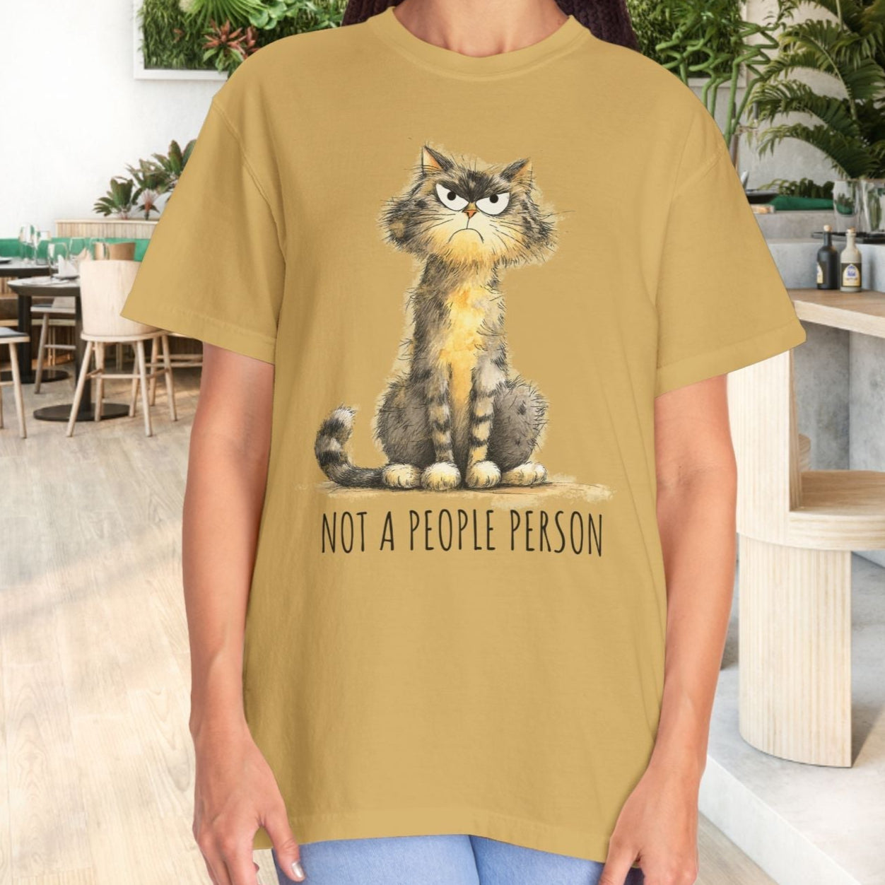 Funny Sarcastic Cat T-Shirt - Comfort Colors Whimsical Tabby Cat Lovers, Animal Lover - FlooredByArt