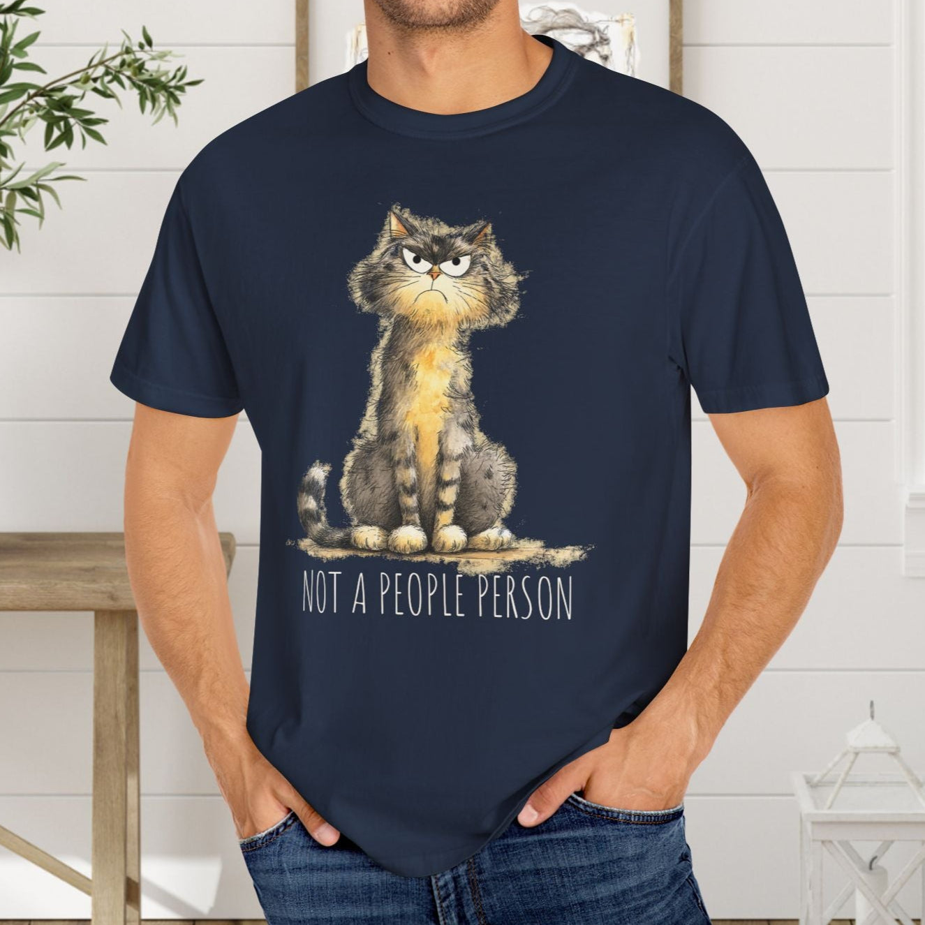Funny Sarcastic Cat T-Shirt - Comfort Colors Whimsical Tabby Cat Lovers, Animal Lover - FlooredByArt